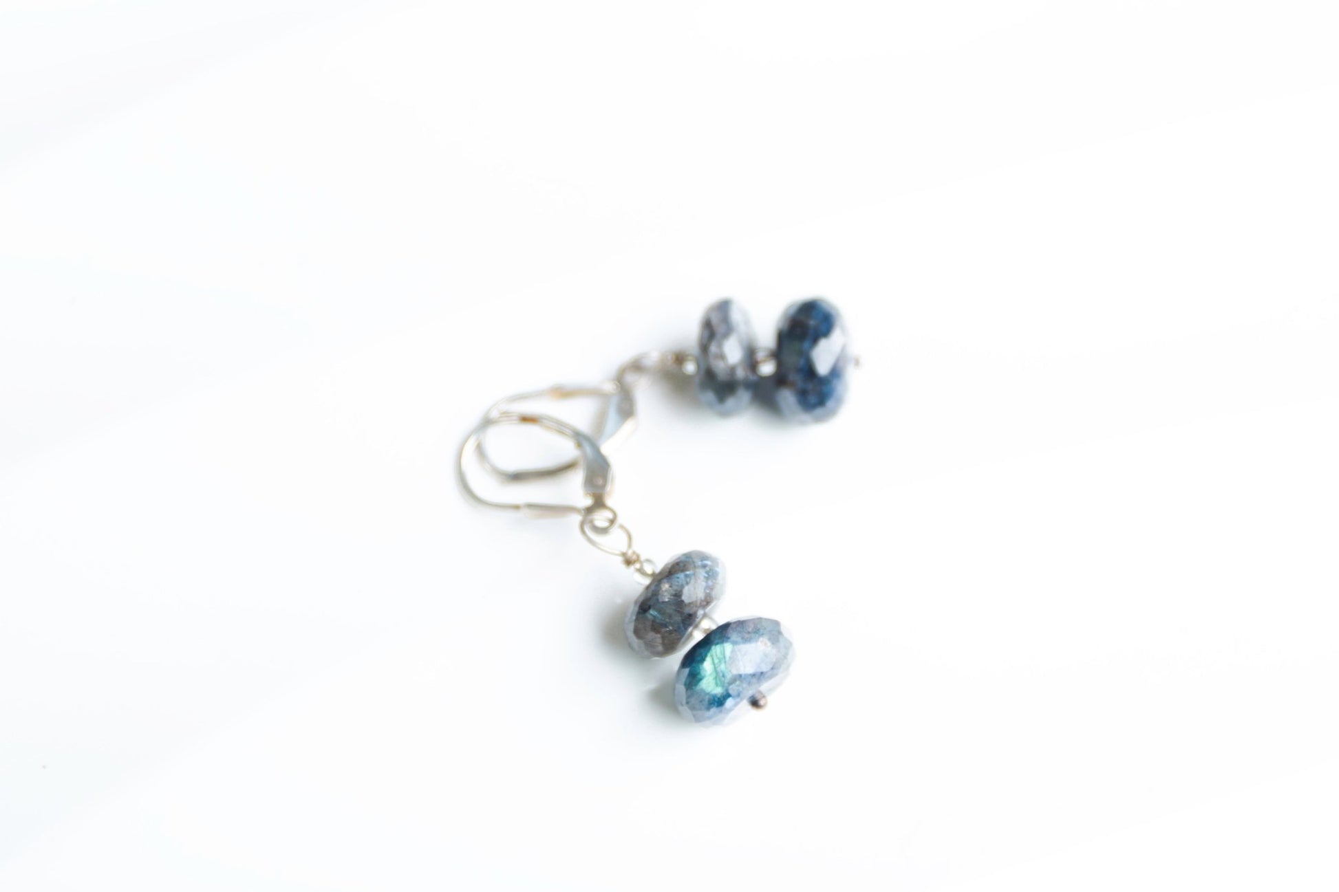 Blue Flicker – Sterling Silver Labradorite Leverback Earrings - Carrie Foscato Design