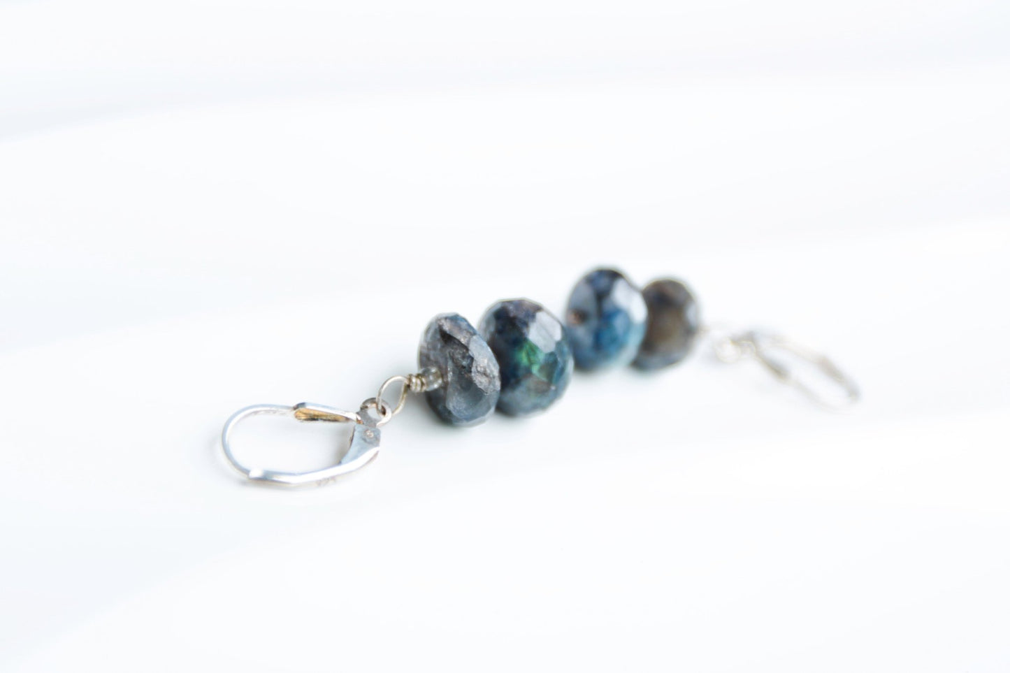 Blue Flicker – Sterling Silver Labradorite Leverback Earrings - Carrie Foscato Design