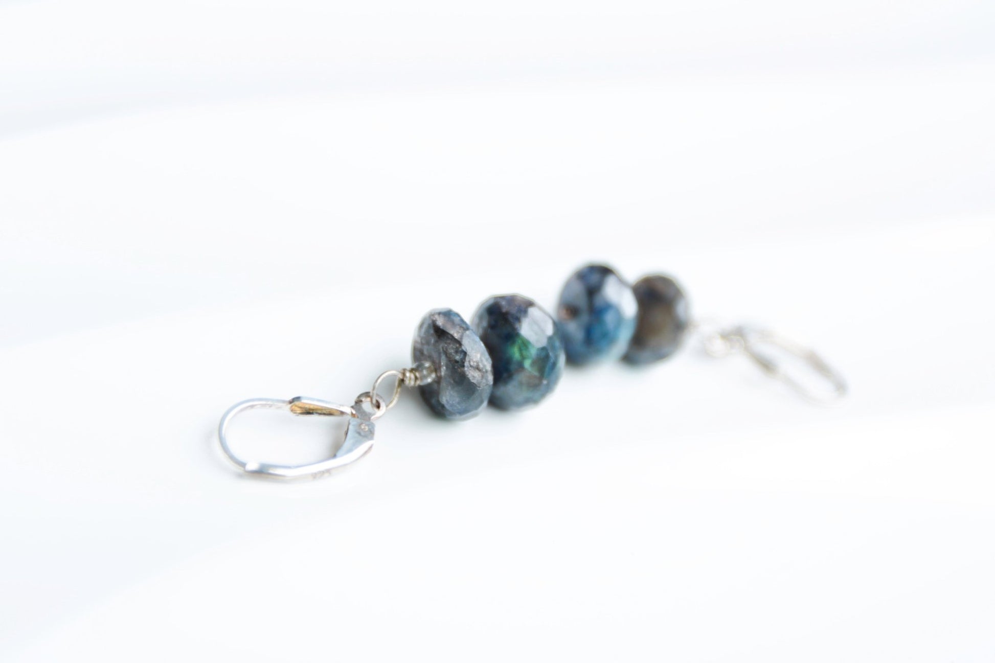Blue Flicker – Sterling Silver Labradorite Leverback Earrings - Carrie Foscato Design