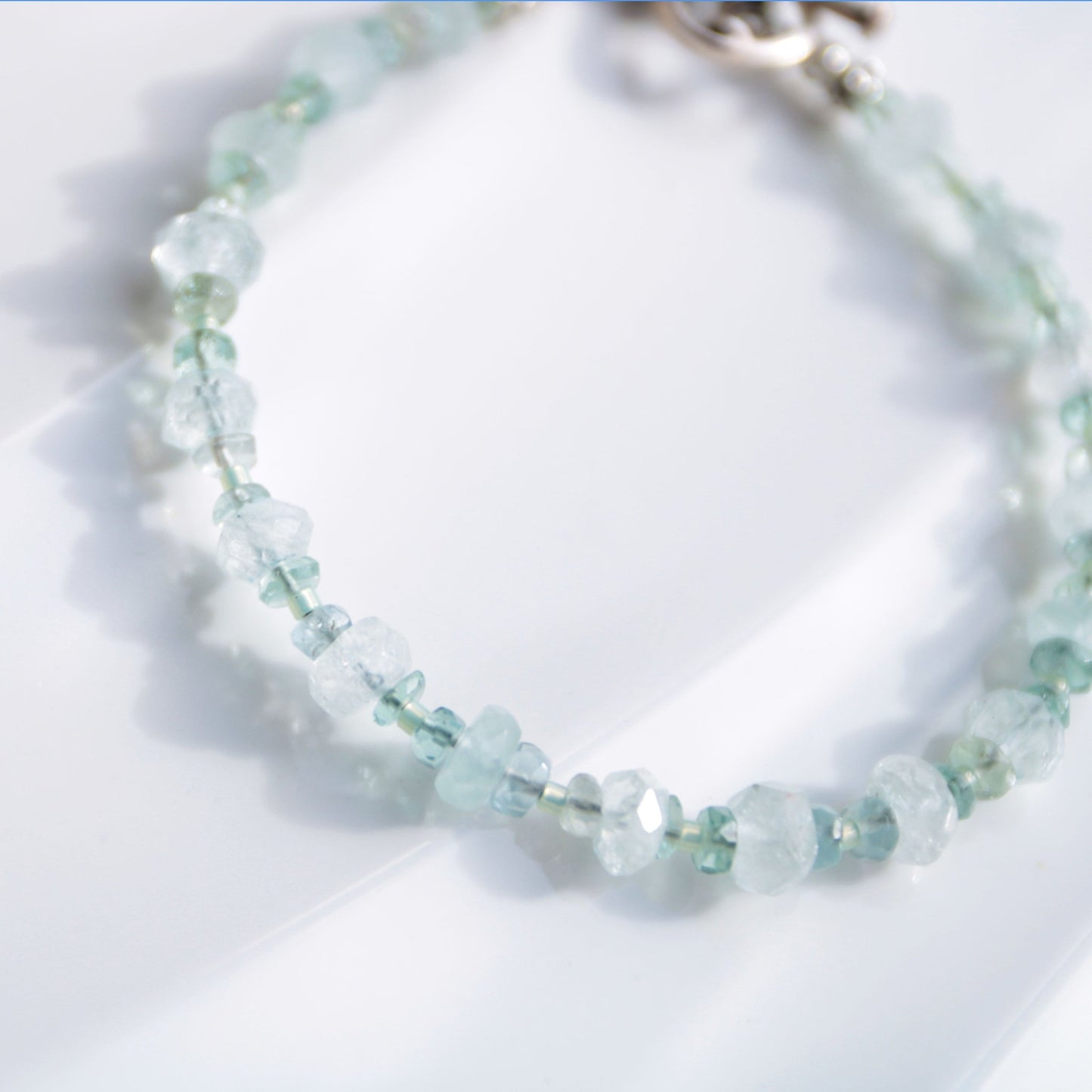 First Frost • Beaded Nugget Bracelet in Aquamarine & Fluorite - Carrie Foscato Design