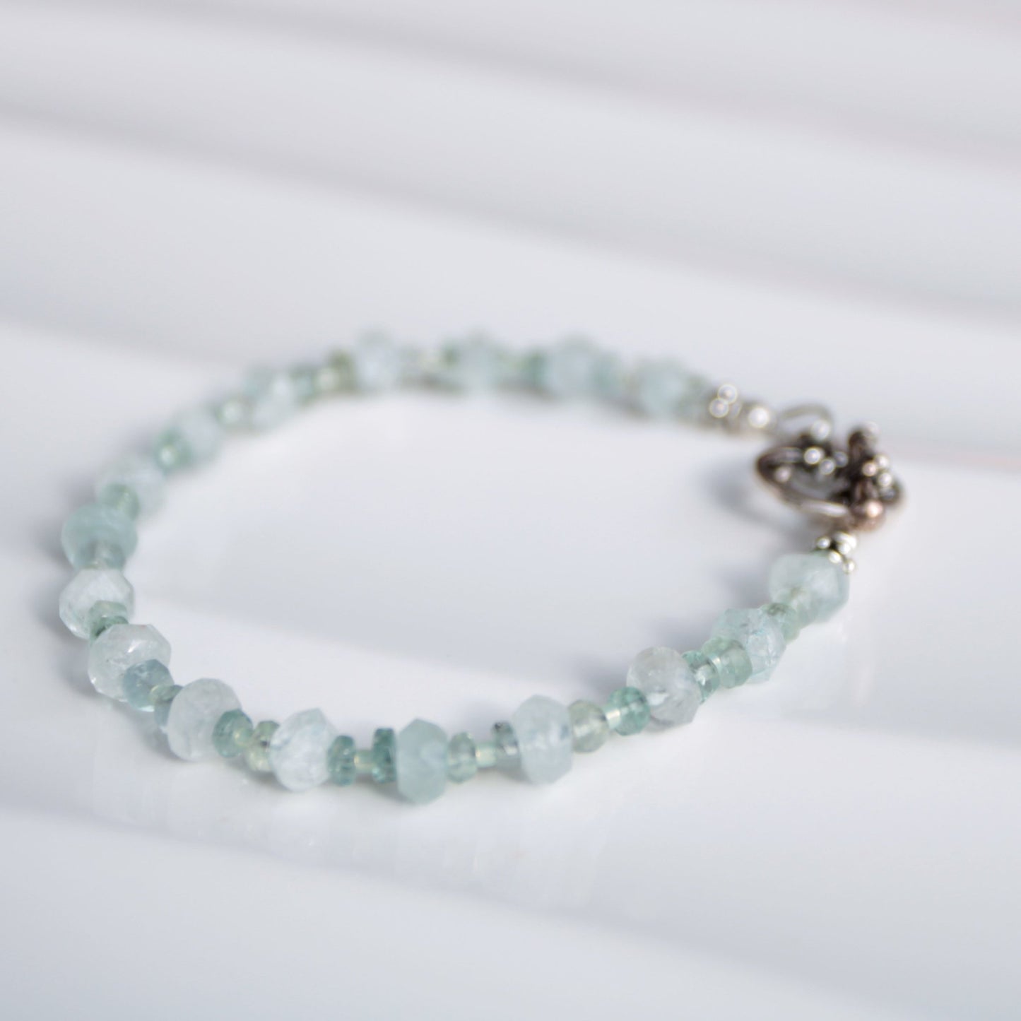 First Frost • Beaded Nugget Bracelet in Aquamarine & Fluorite - Carrie Foscato Design