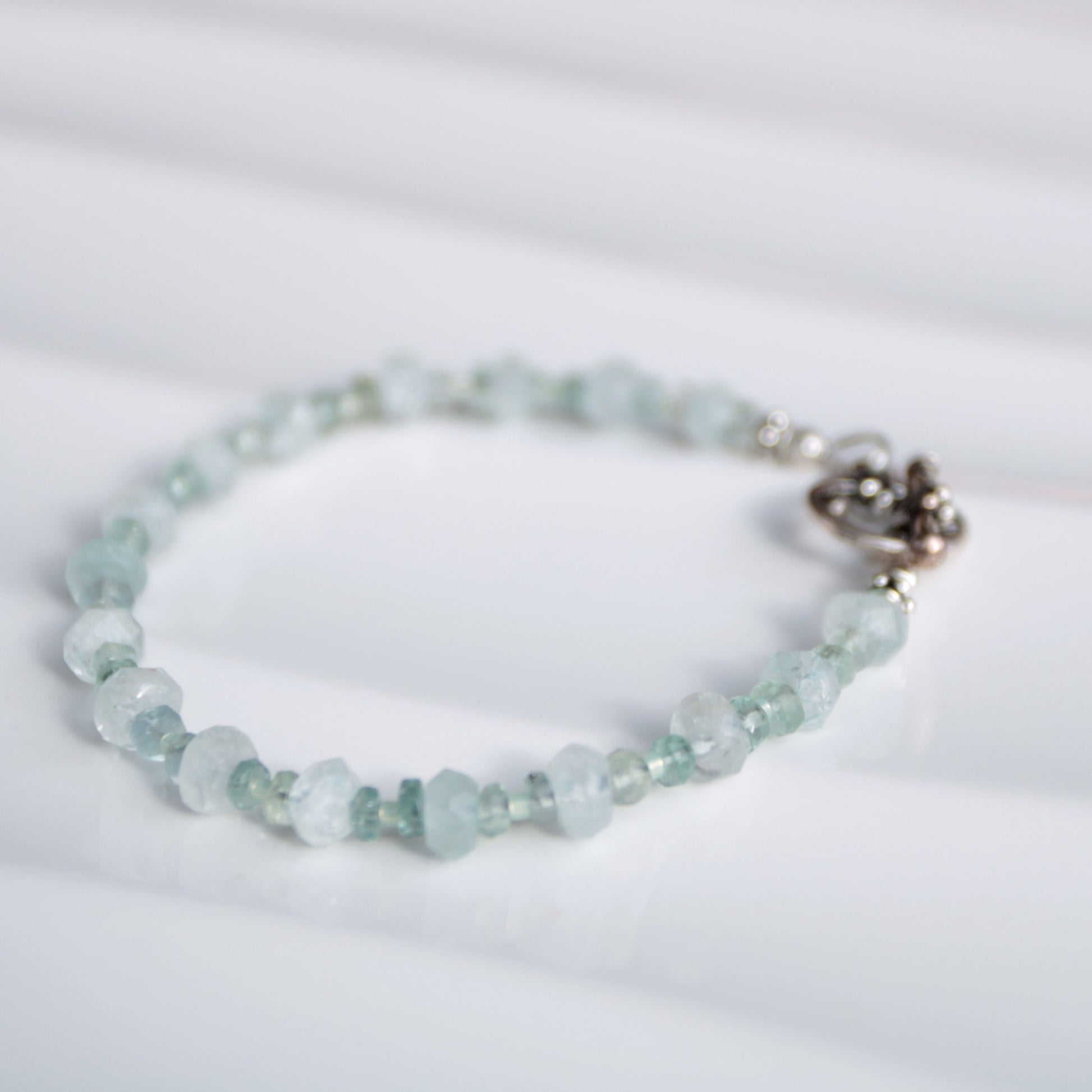 First Frost • Beaded Nugget Bracelet in Aquamarine & Fluorite - Carrie Foscato Design