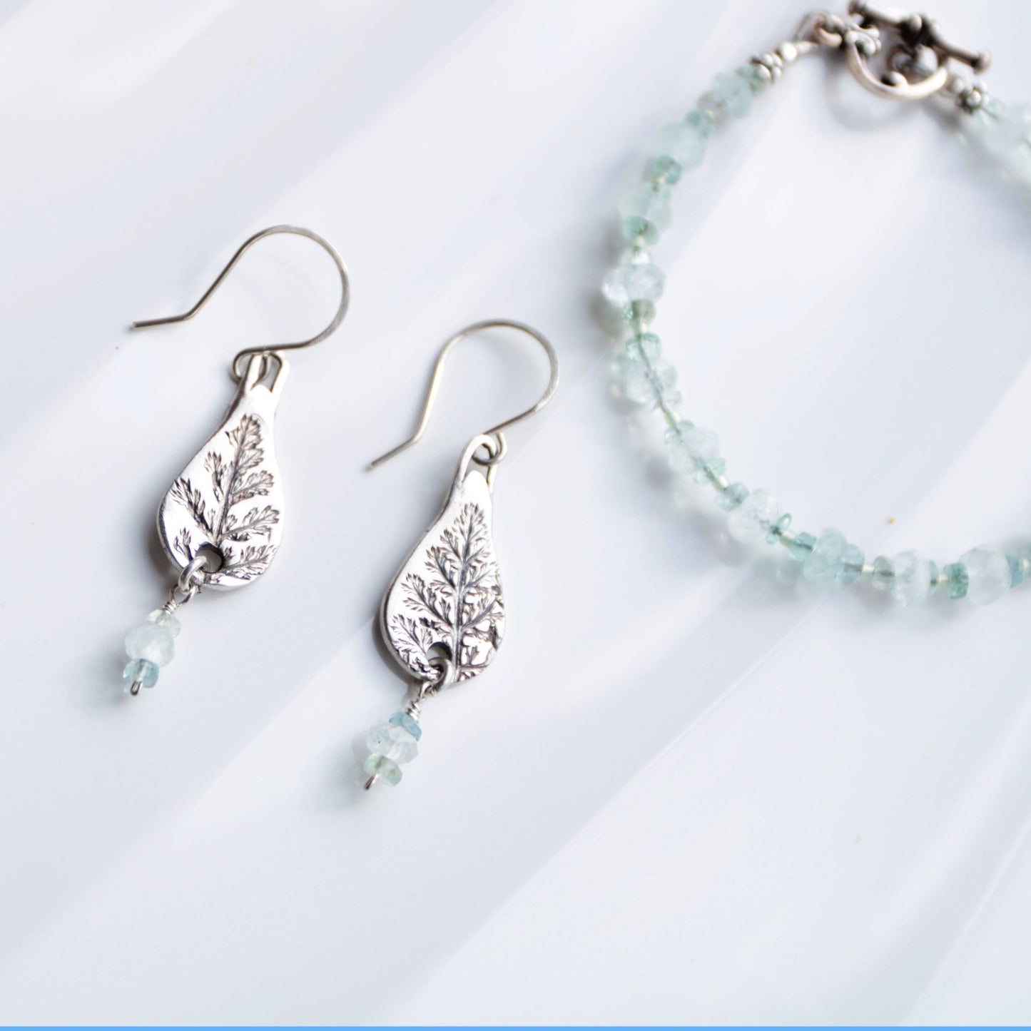 First Frost • Beaded Nugget Bracelet in Aquamarine & Fluorite - Carrie Foscato Design