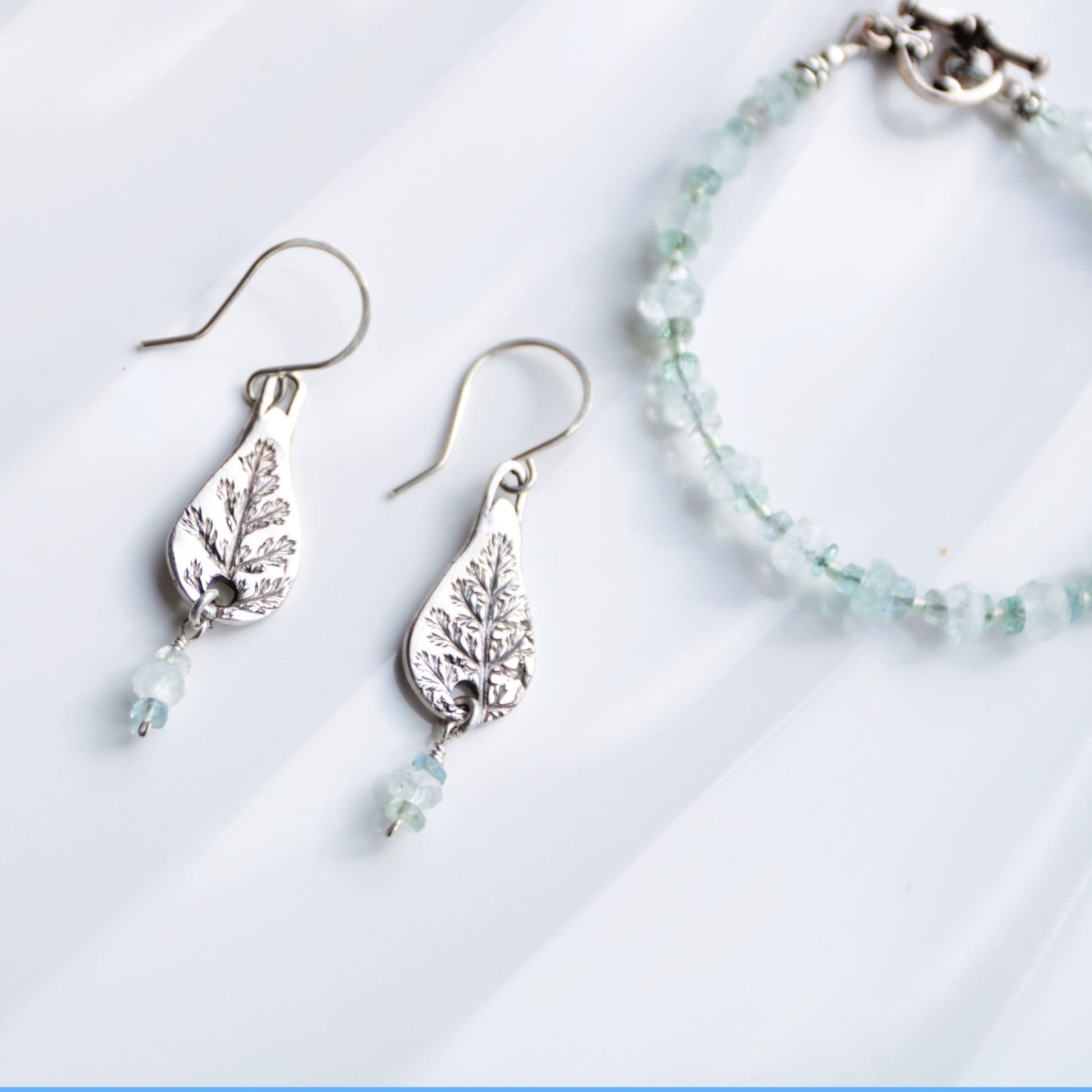 First Frost • Beaded Nugget Bracelet in Aquamarine & Fluorite - Carrie Foscato Design