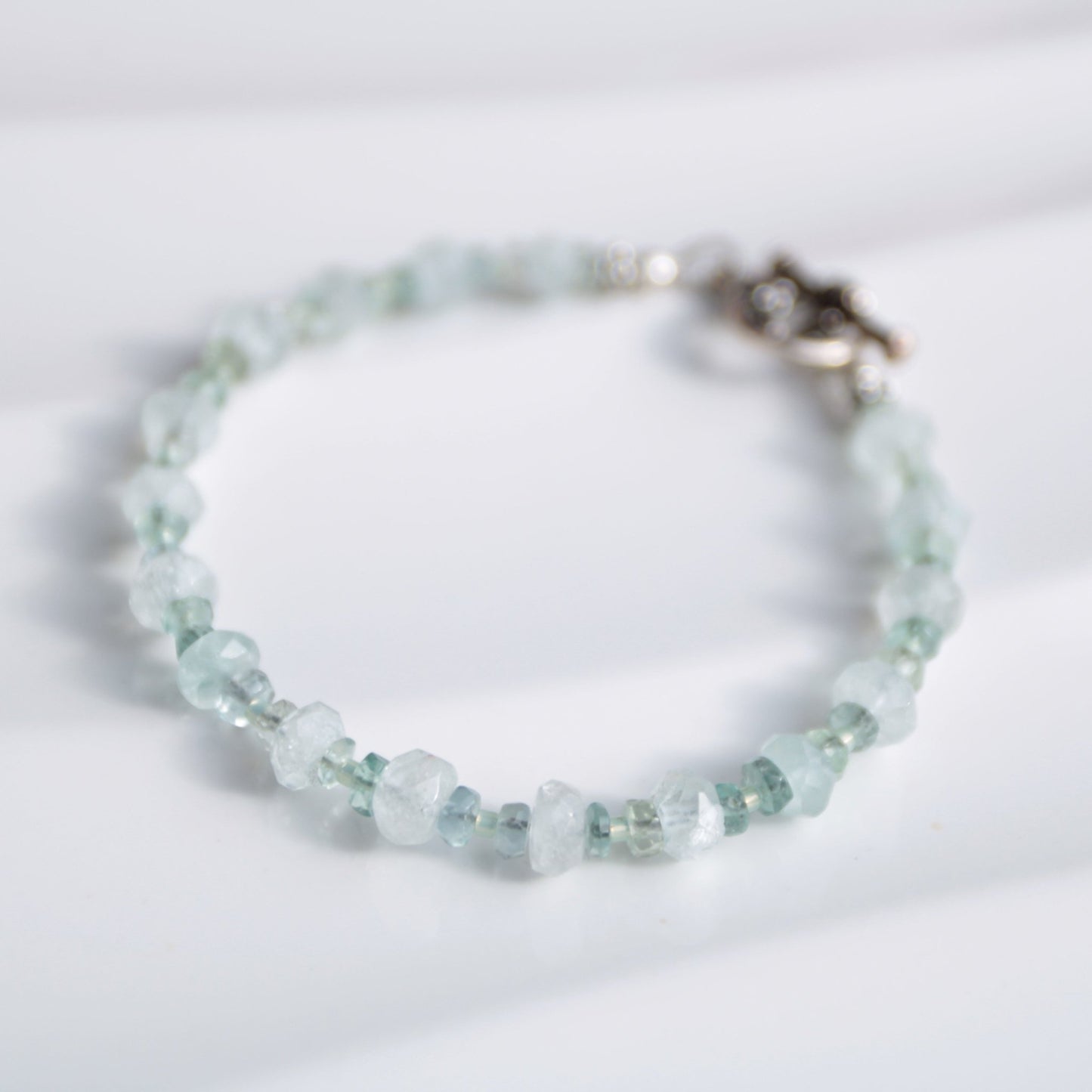 First Frost • Beaded Nugget Bracelet in Aquamarine & Fluorite - Carrie Foscato Design