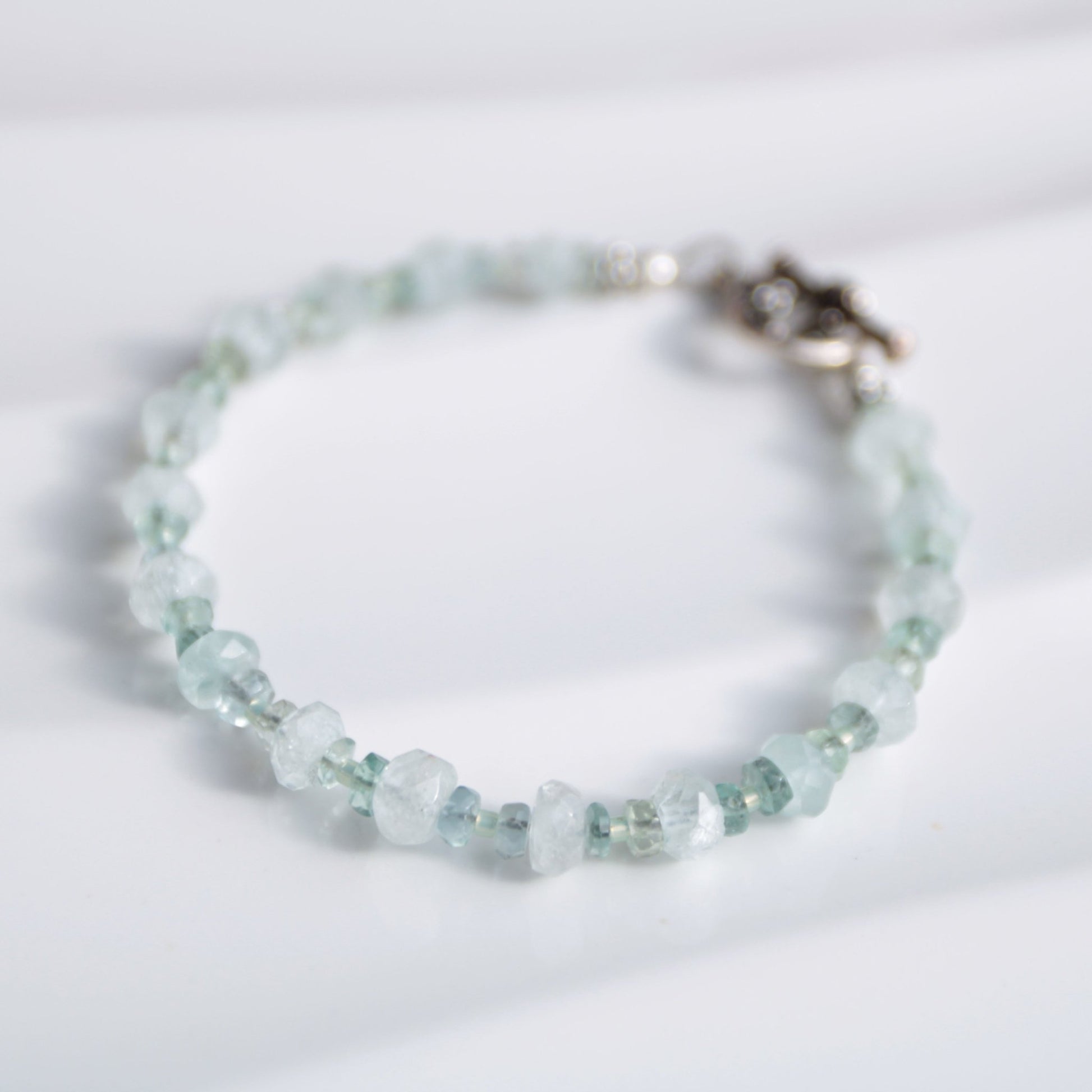 First Frost • Beaded Nugget Bracelet in Aquamarine & Fluorite - Carrie Foscato Design