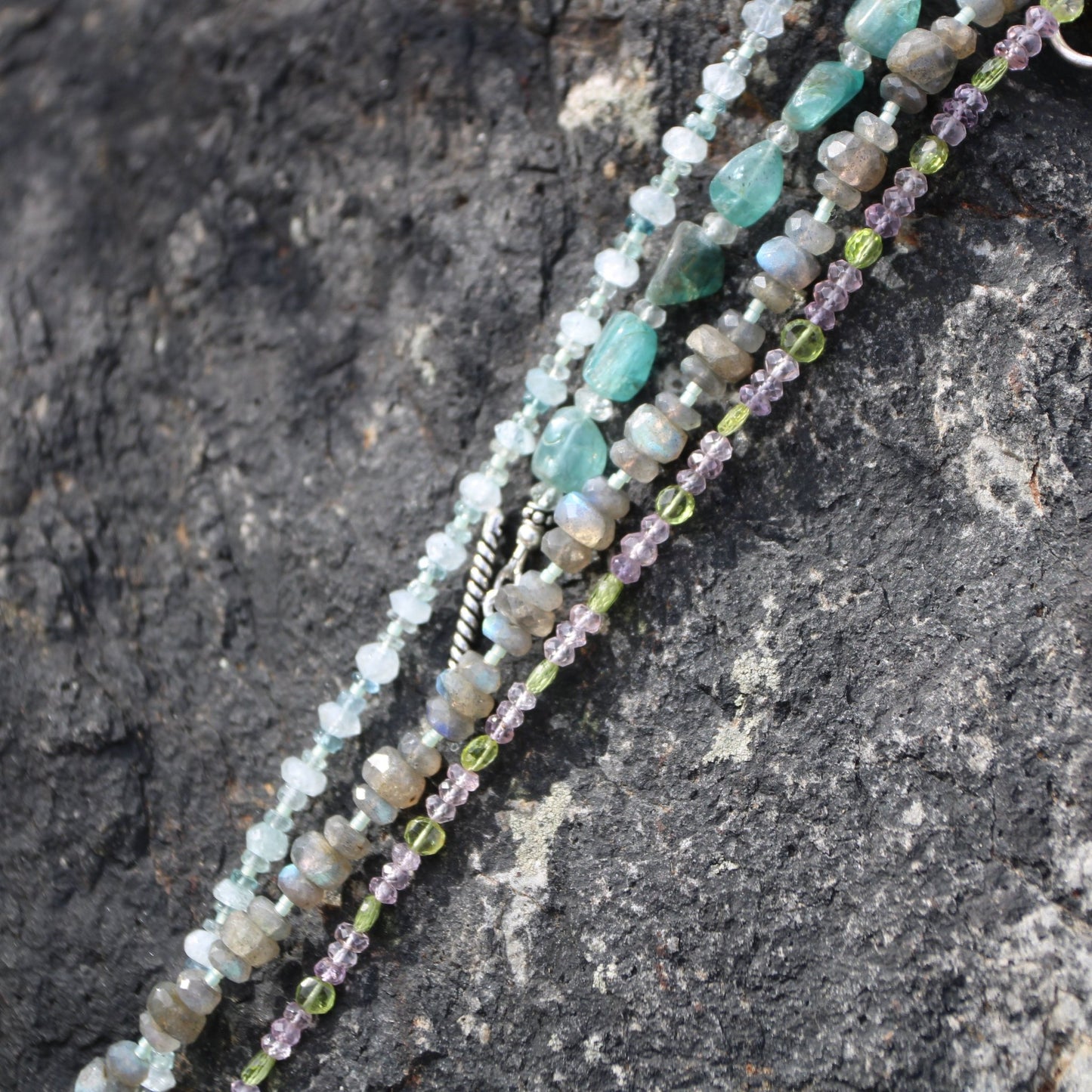 First Frost • Beaded Nugget Bracelet in Aquamarine & Fluorite - Carrie Foscato Design
