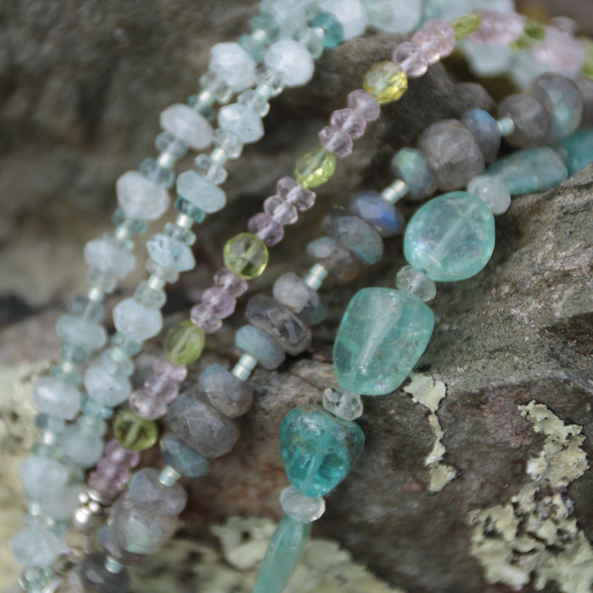 First Frost • Beaded Nugget Bracelet in Aquamarine & Fluorite - Carrie Foscato Design