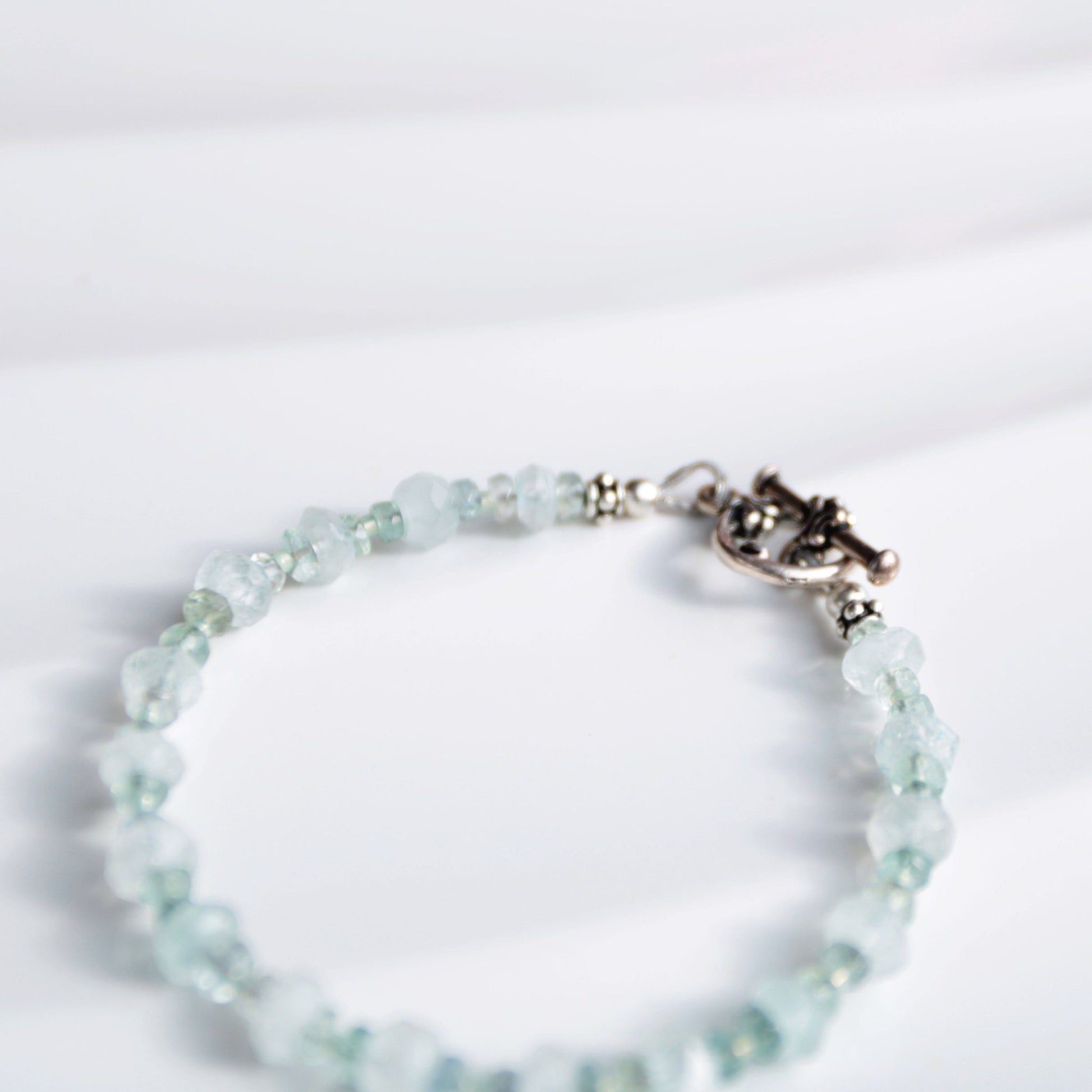 First Frost • Beaded Nugget Bracelet in Aquamarine & Fluorite - Carrie Foscato Design