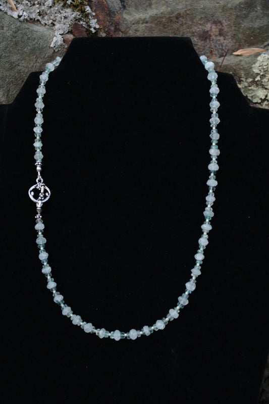 First Frost • Beaded Nugget Necklace in Aquamarine & Fluorite - Carrie Foscato Design artisanal beaded necklace