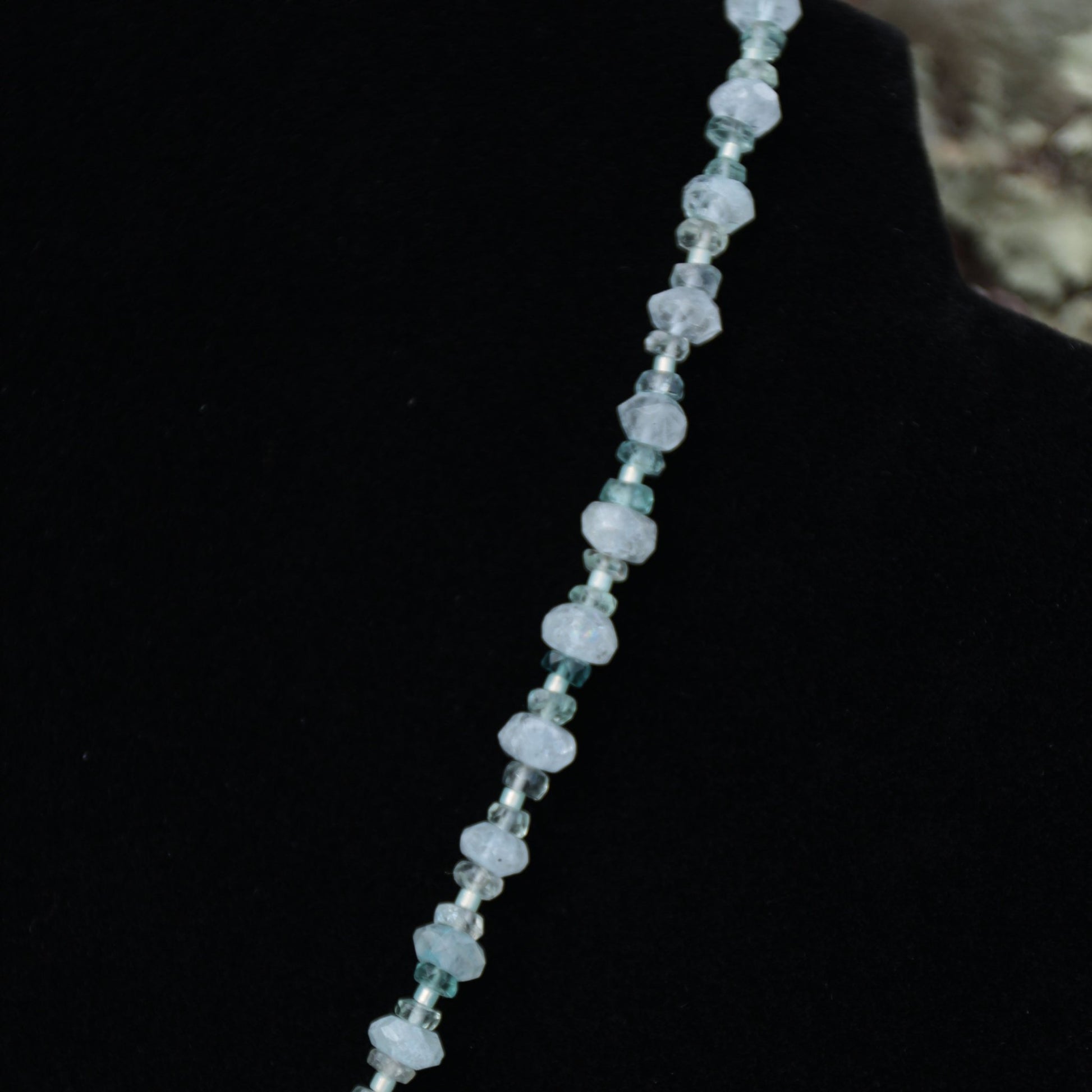 First Frost • Beaded Nugget Necklace in Aquamarine & Fluorite - Carrie Foscato Design artisanal beaded necklace