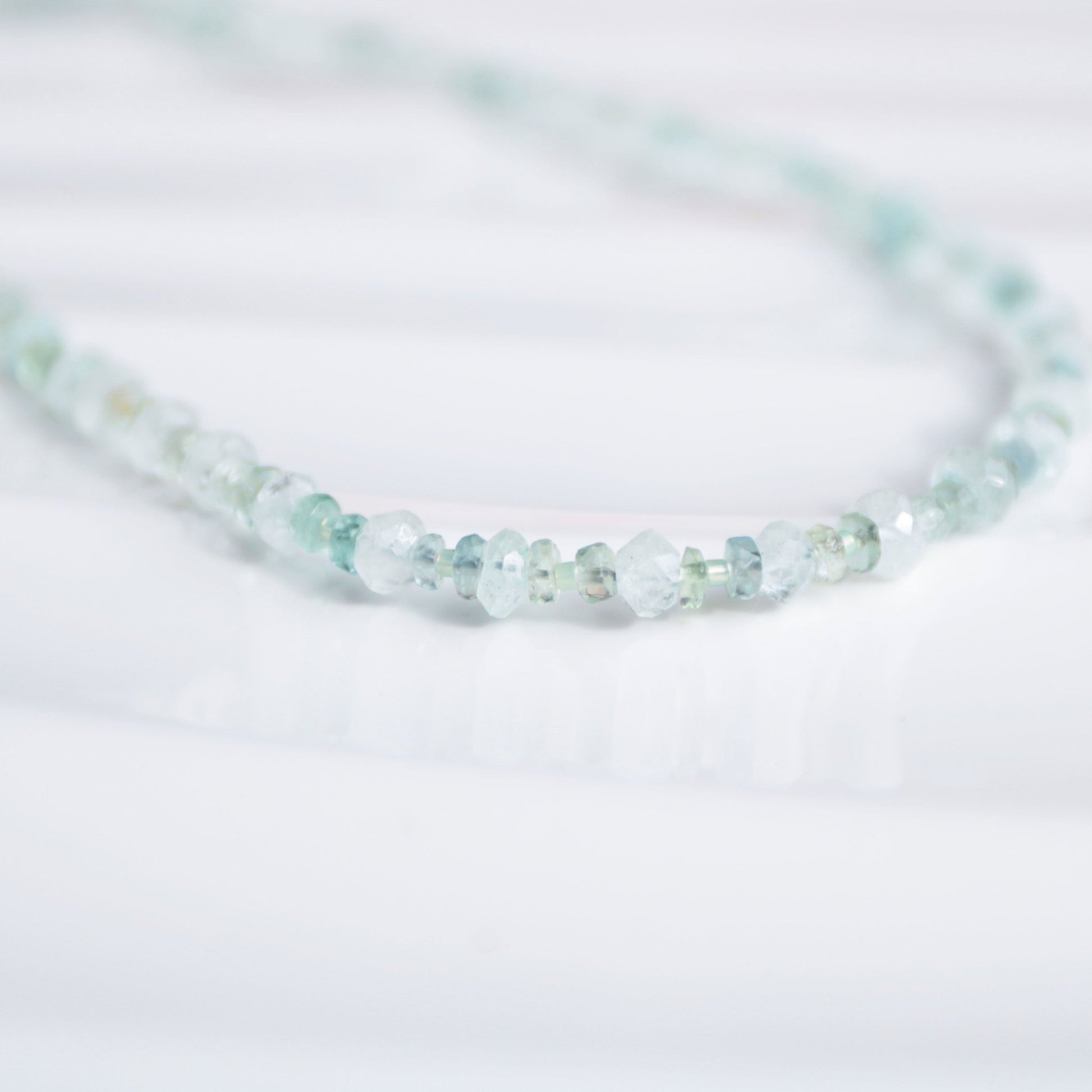 First Frost • Beaded Nugget Necklace in Aquamarine & Fluorite - Carrie Foscato Design artisanal beaded necklace