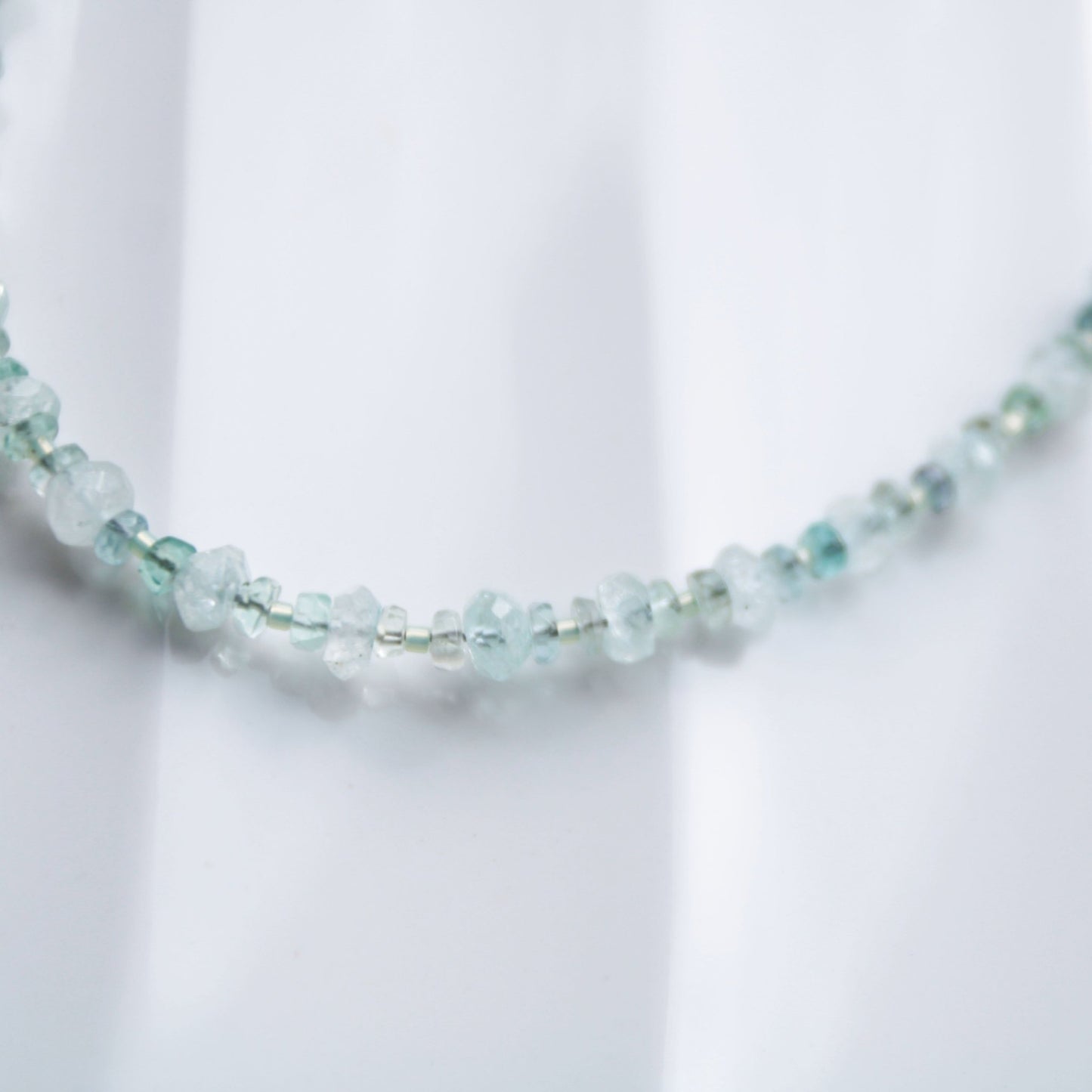 First Frost • Beaded Nugget Necklace in Aquamarine & Fluorite - Carrie Foscato Design artisanal beaded necklace