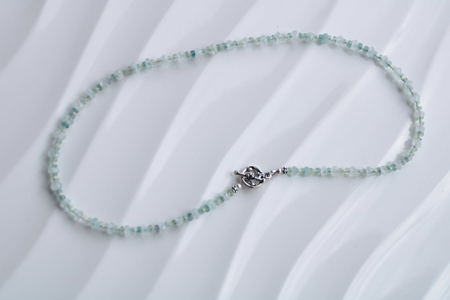 First Frost • Beaded Nugget Necklace in Aquamarine & Fluorite - Carrie Foscato Design artisanal beaded necklace