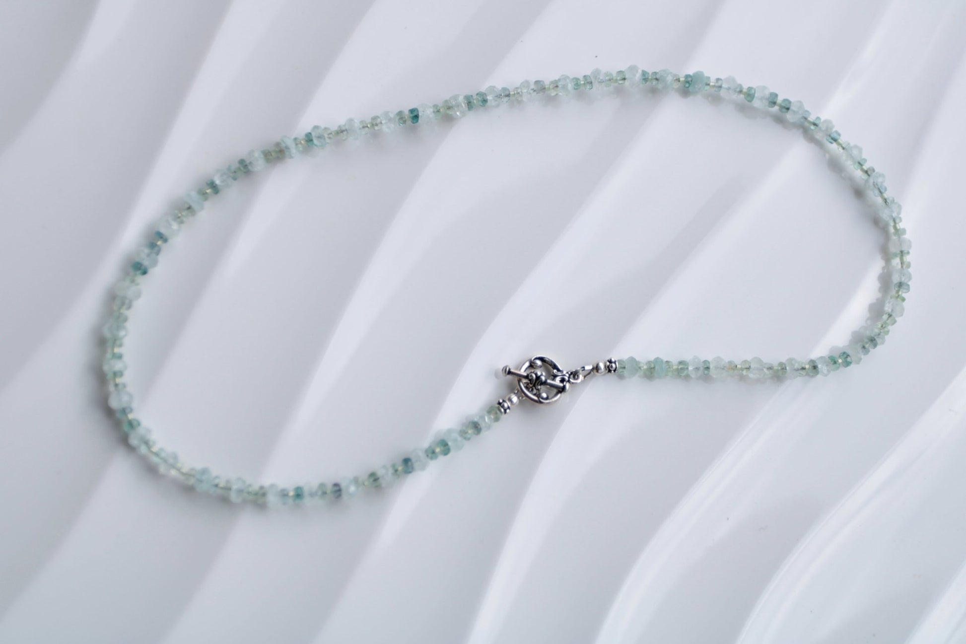 First Frost • Beaded Nugget Necklace in Aquamarine & Fluorite - Carrie Foscato Design artisanal beaded necklace