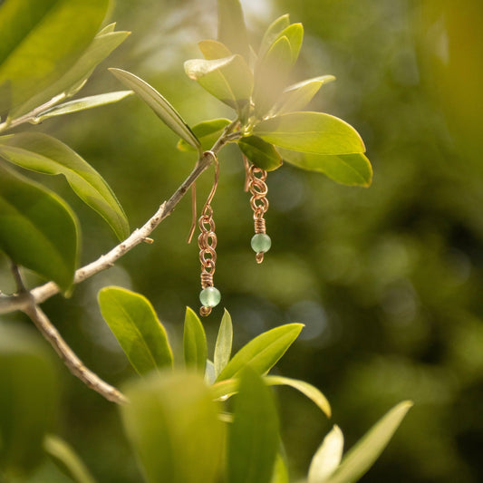 Forest Floor — Aventurine & Copper Loop Chain Earrings