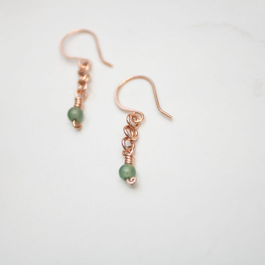Forest Floor — Aventurine & Copper Loop Chain Earrings