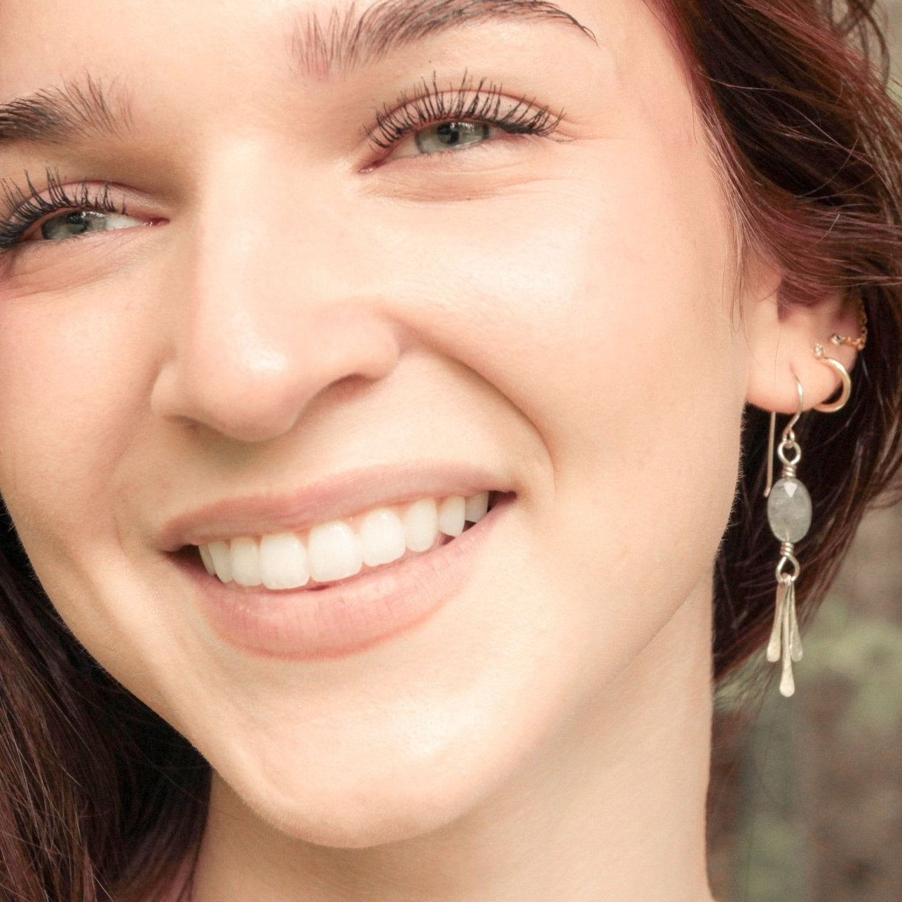 best seller handmade sterling silver fringe dangle earrings with labradorite gemstones handmade carrie foscato design USA