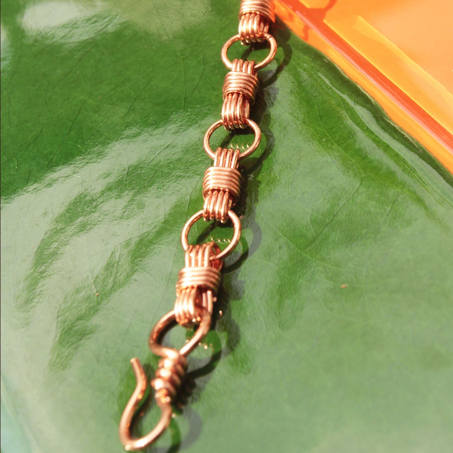 Handmade nautical equestrian designed copper wire wrapped bracelet Carrie Foscato design USA
