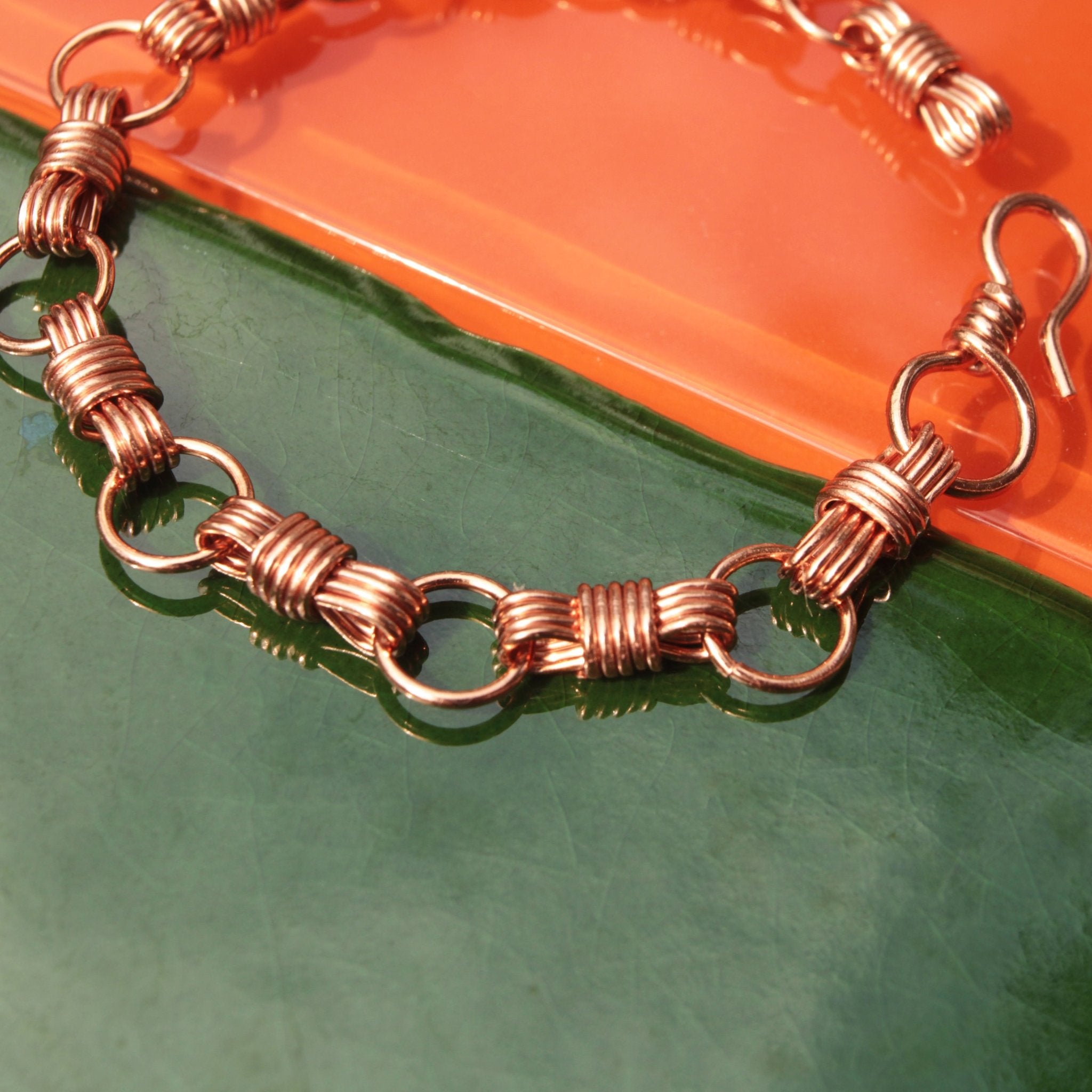 Handmade nautical equestrian designed copper wire wrapped bracelet Carrie Foscato design USA