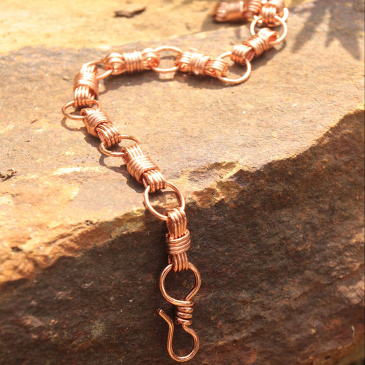 Handmade nautical equestrian designed copper wire wrapped bracelet Carrie Foscato design USA