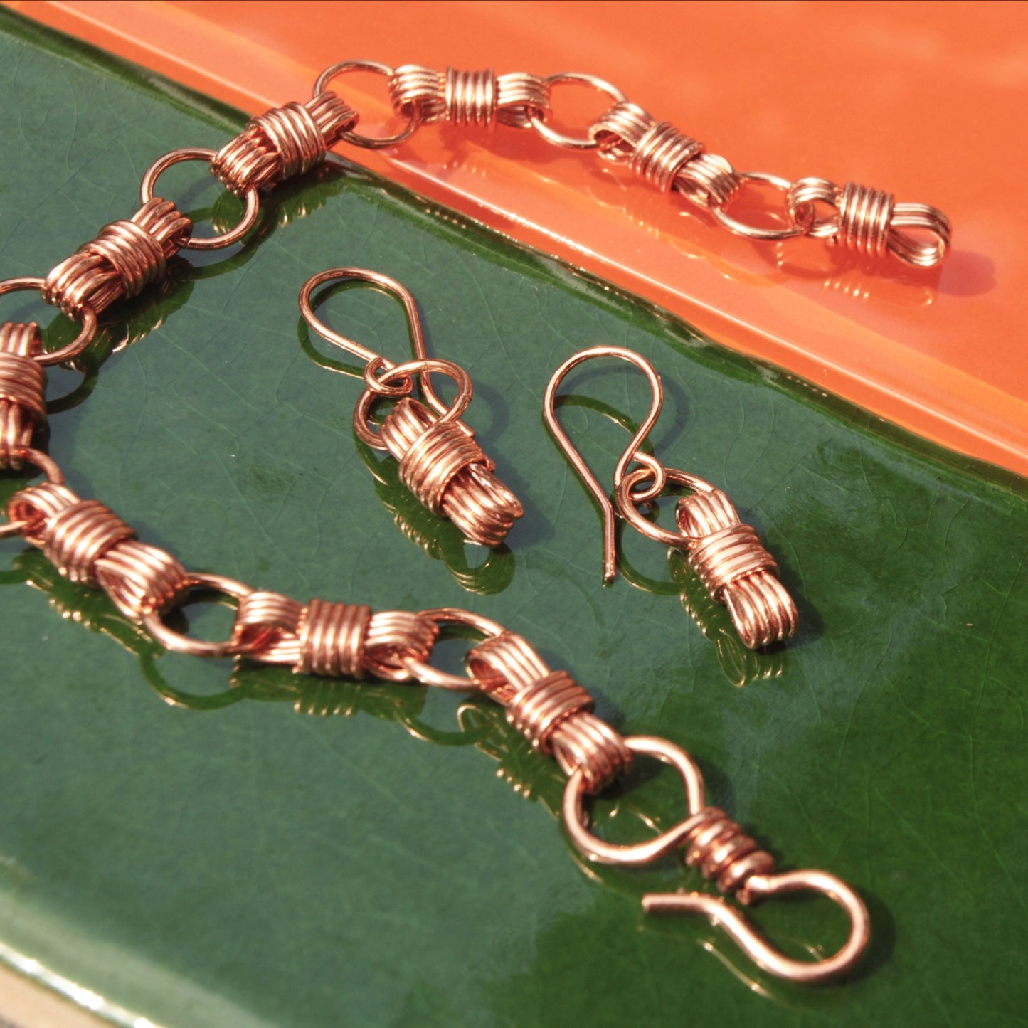 Handmade nautical equestrian designed copper wire wrapped bracelet Carrie Foscato design USA