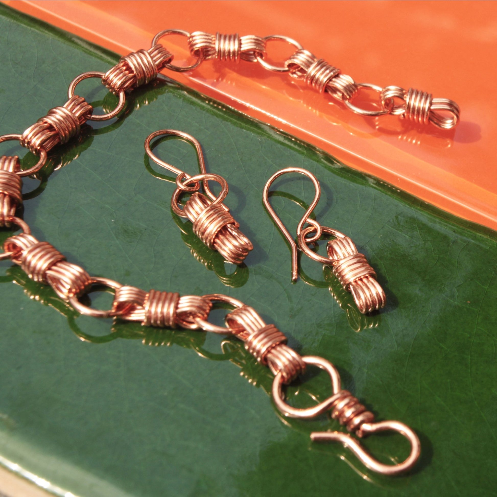 Handmade nautical equestrian designed copper wire wrapped bracelet Carrie Foscato design USA