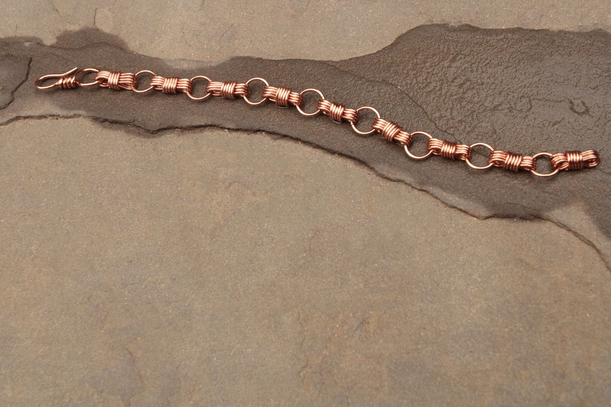 Handmade nautical equestrian designed copper wire wrapped bracelet Carrie Foscato design USA