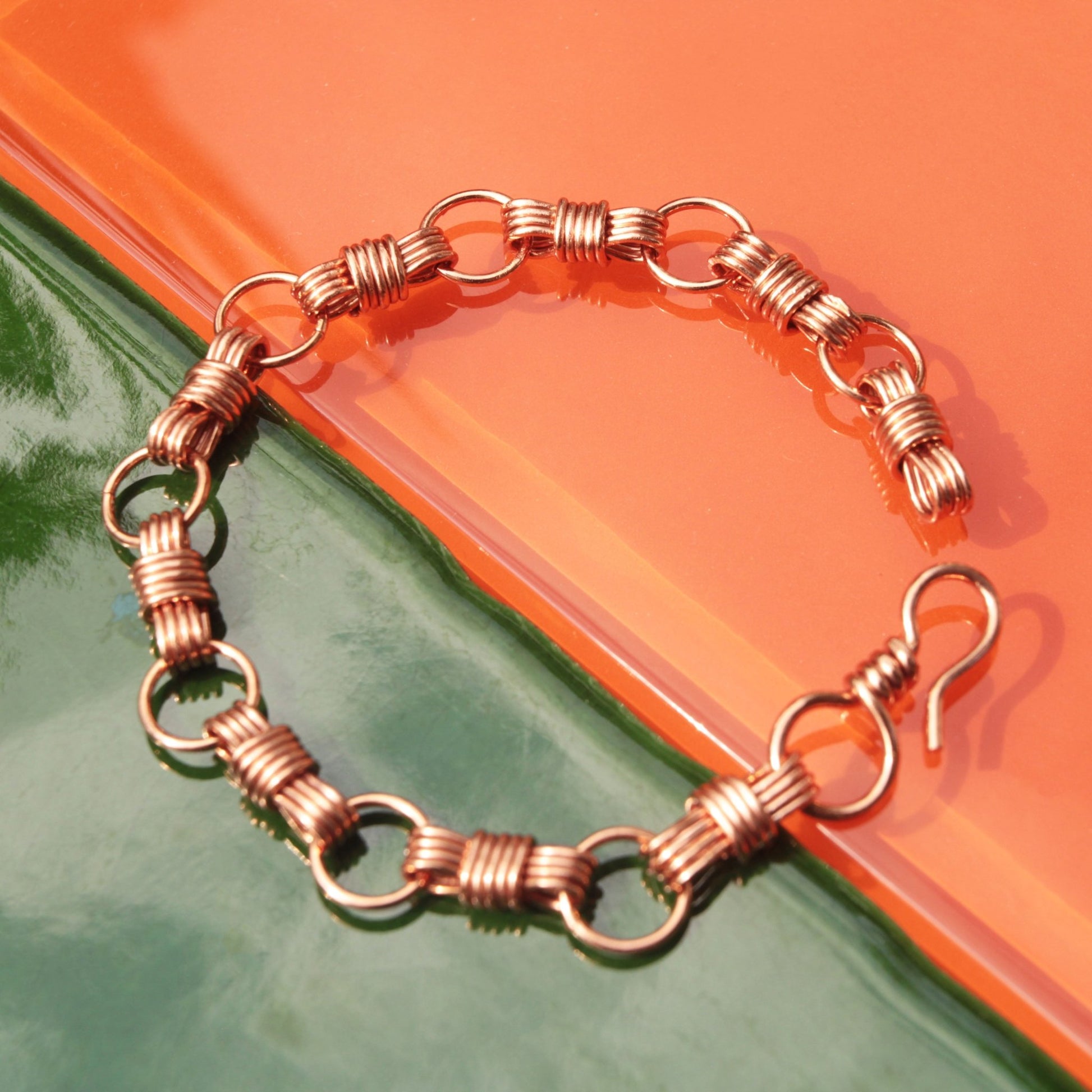 Handmade nautical equestrian designed copper wire wrapped bracelet Carrie Foscato design USA
