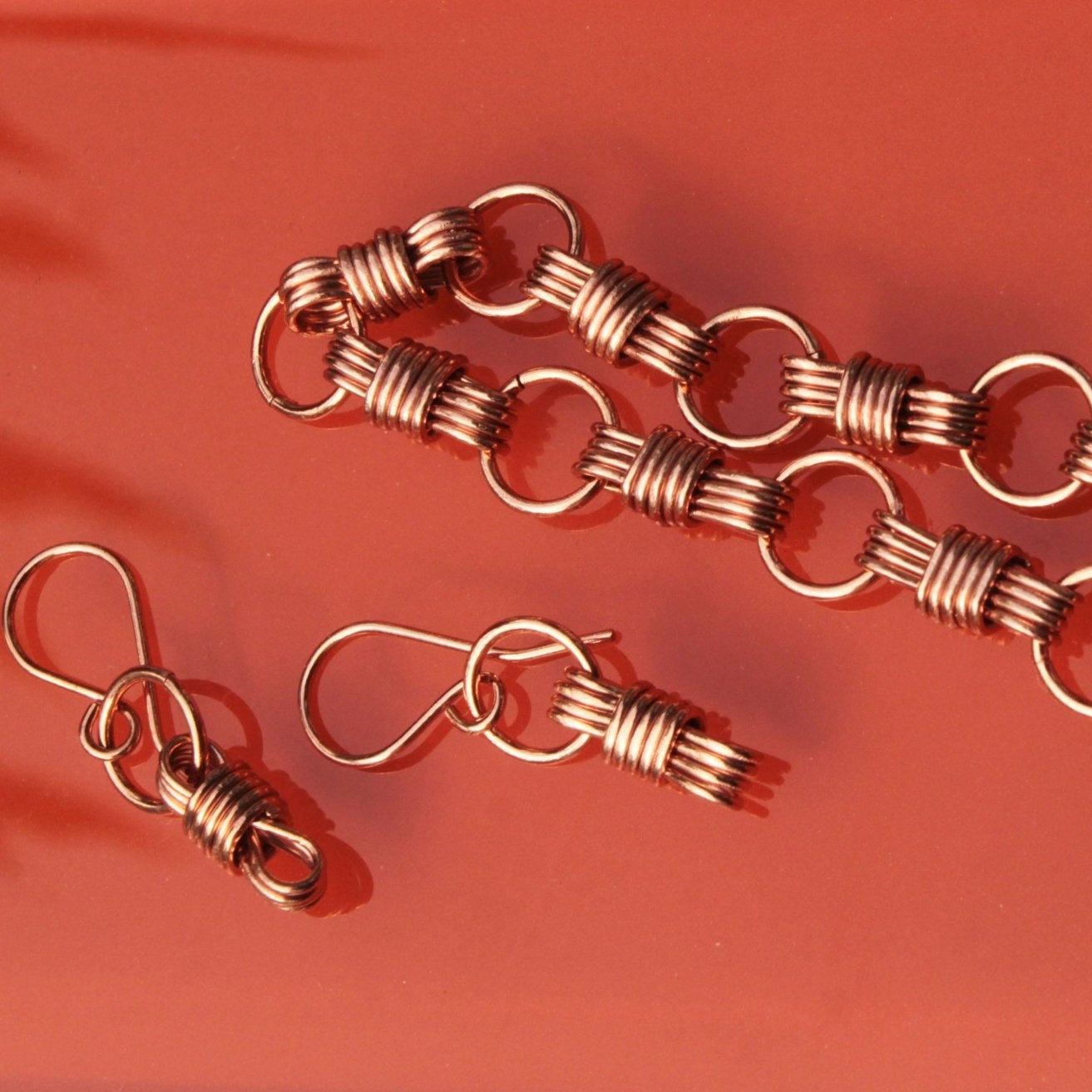 handmade nautical equestrian inspired wire wrapped copper earrings carrie foscato design USA