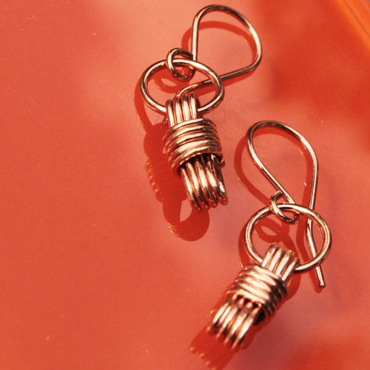 handmade nautical equestrian inspired wire wrapped copper earrings carrie foscato design USA