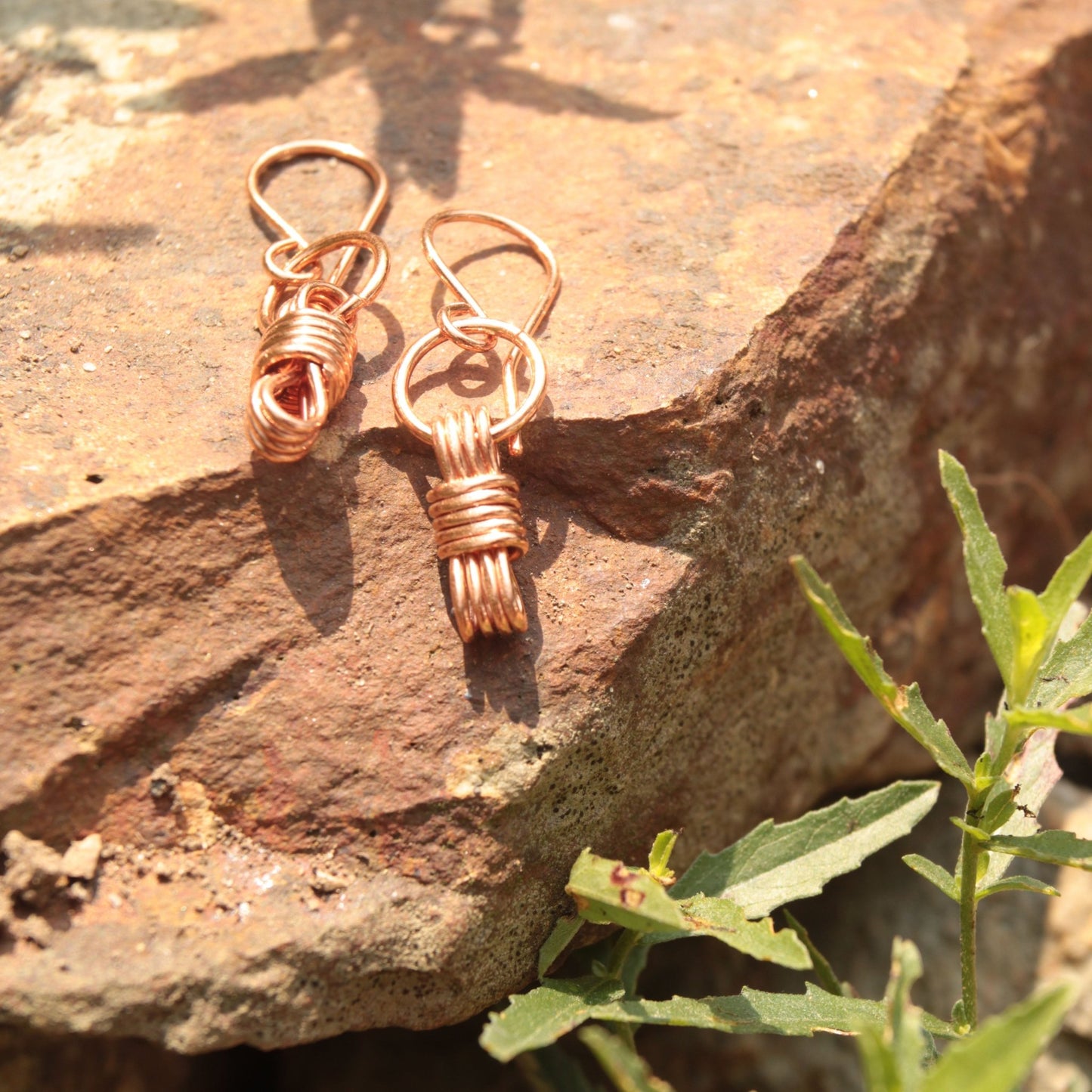 handmade nautical equestrian inspired wire wrapped copper earrings carrie foscato design USA