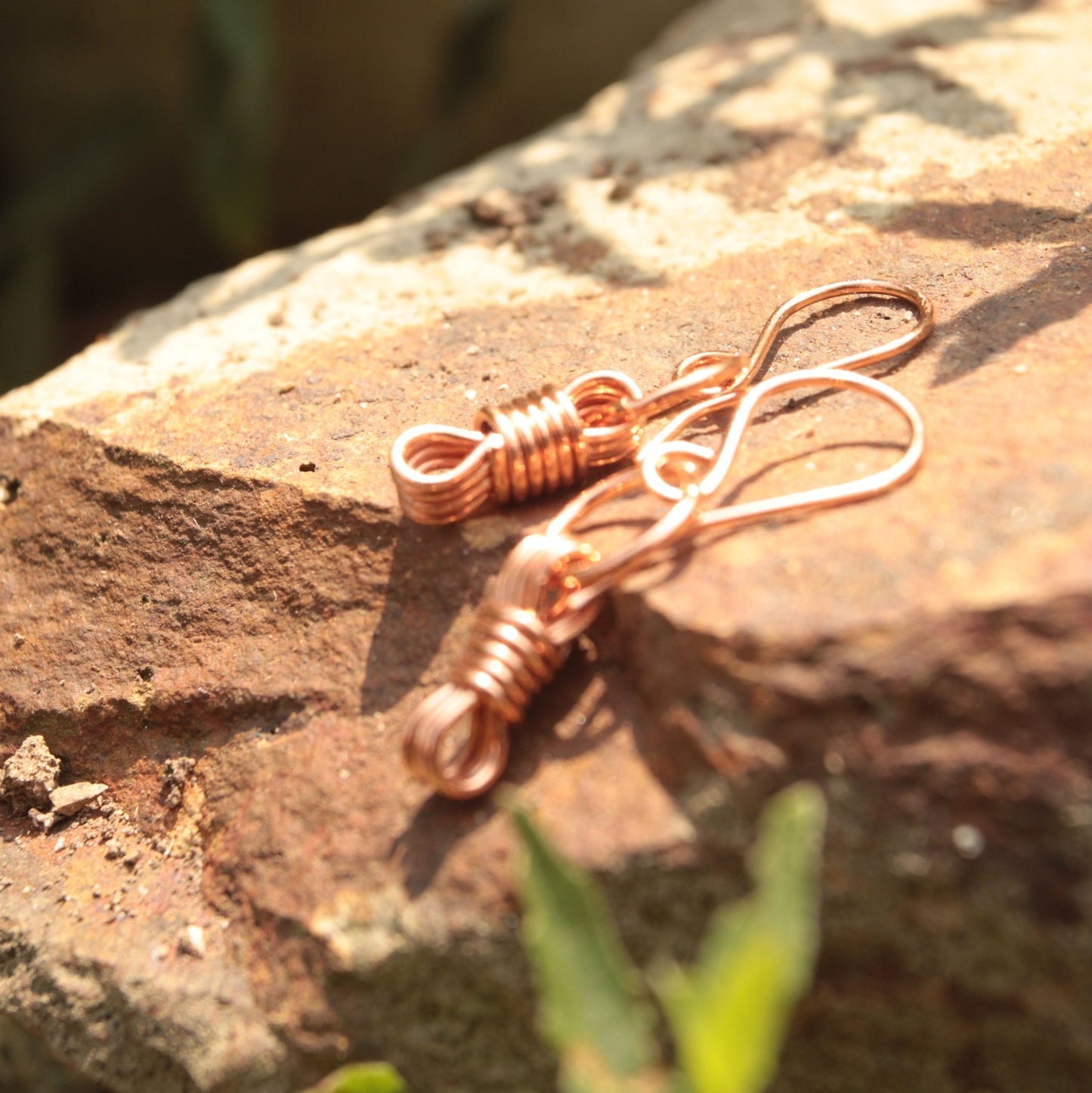 handmade nautical equestrian inspired wire wrapped copper earrings carrie foscato design USA