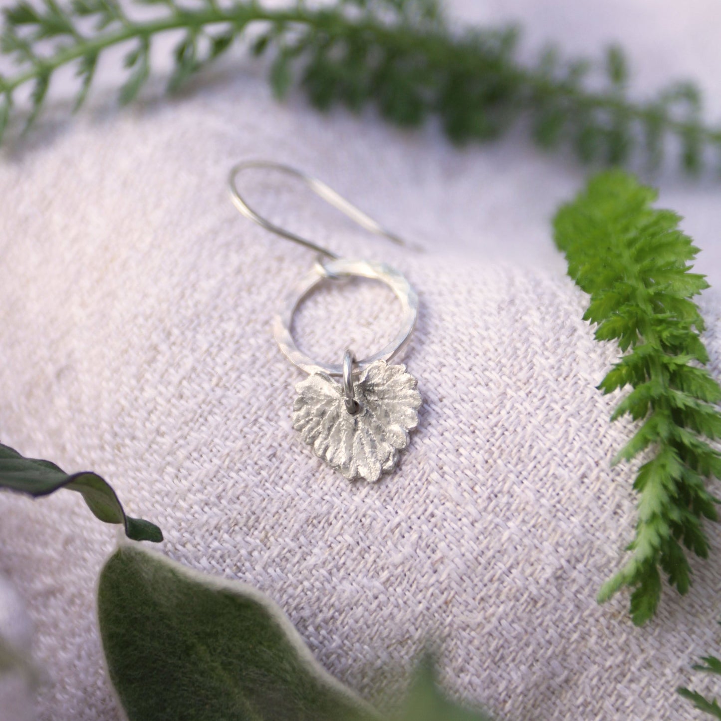 creeping charlie silver herb charm earrings handmade 