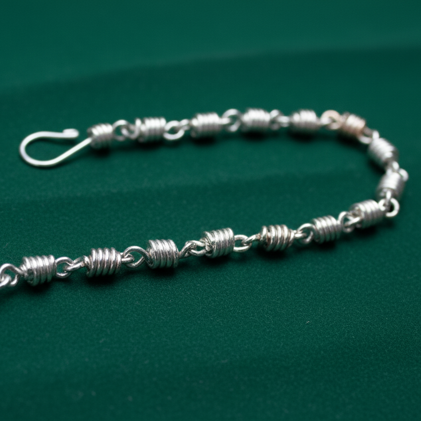 sterling silver honey dipper design chain link bracelet handmade by carrie foscato design