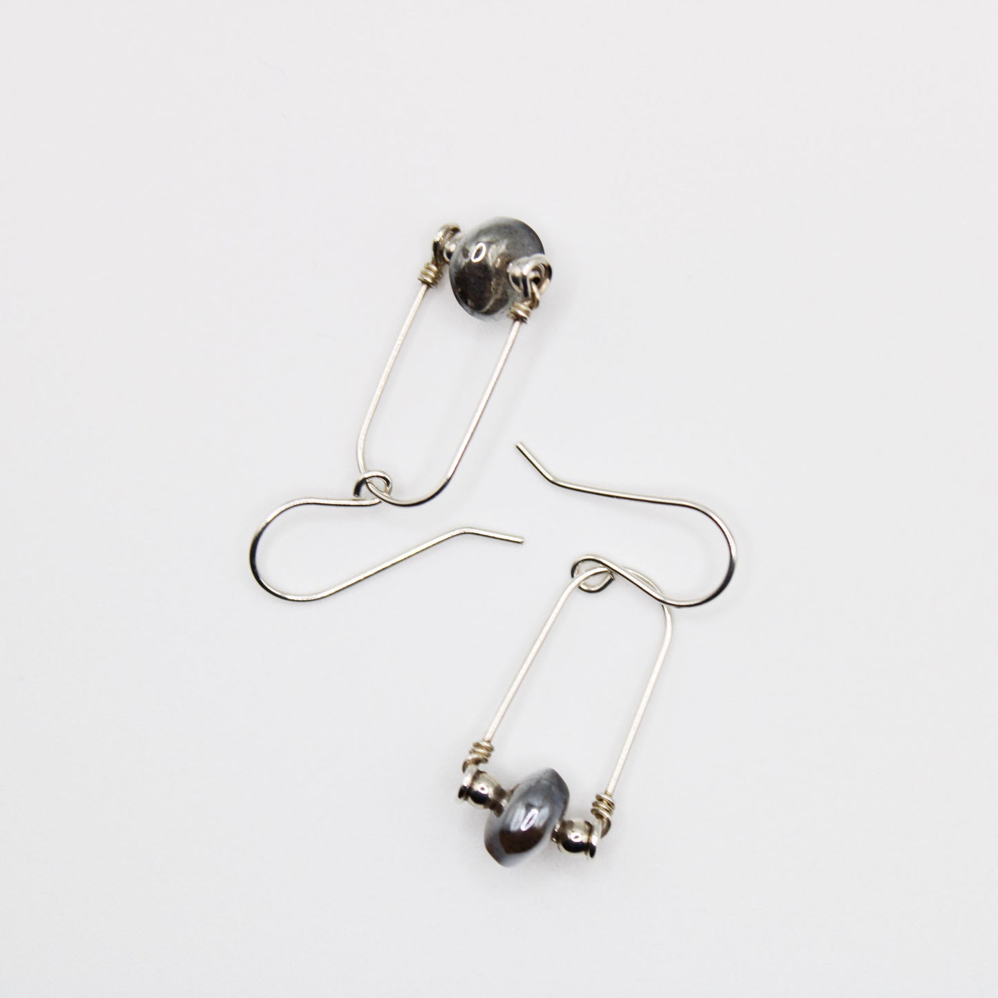 Signature Stirrup Sterling Silver Earrings with Labradorite Beads - Carrie Foscato Design