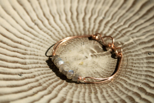 copper bangle with labradorite rondelle beads handmade in usa carrie foscato design