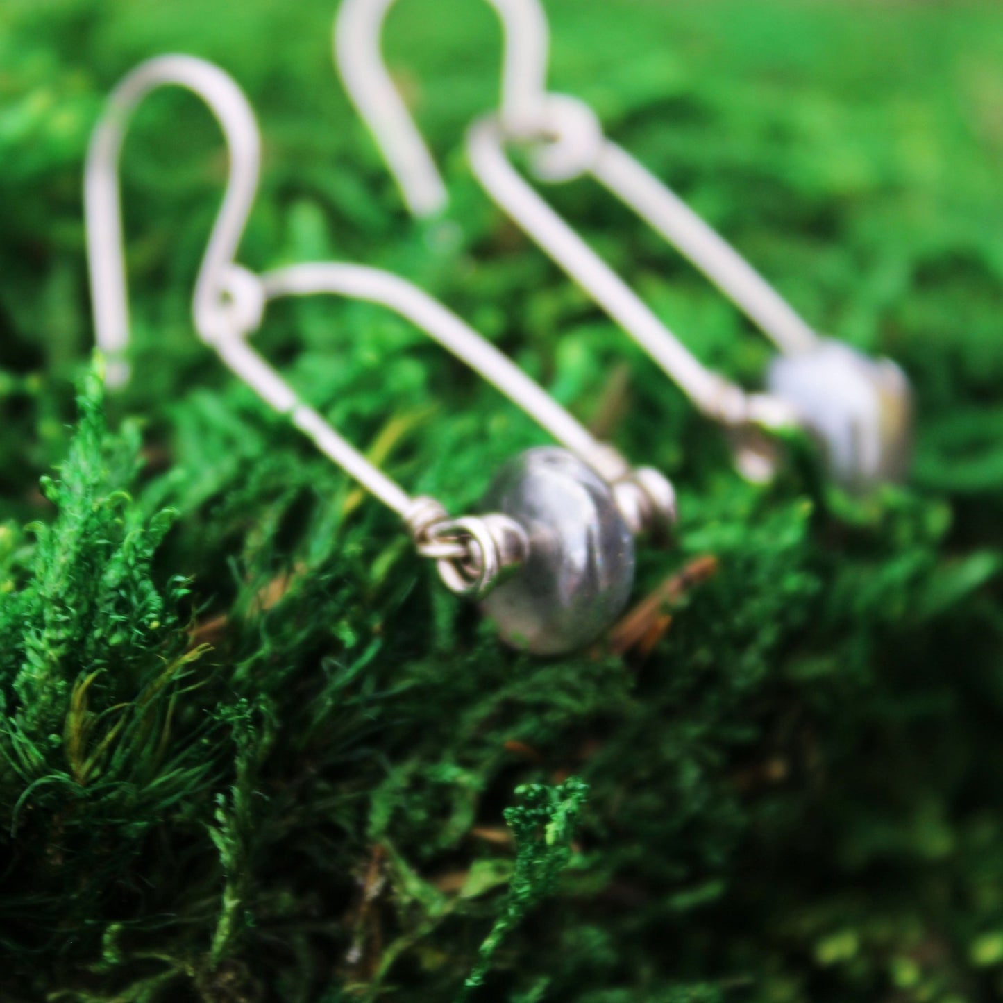 Signature Stirrup Sterling Silver Earrings with Labradorite Beads - Carrie Foscato Design