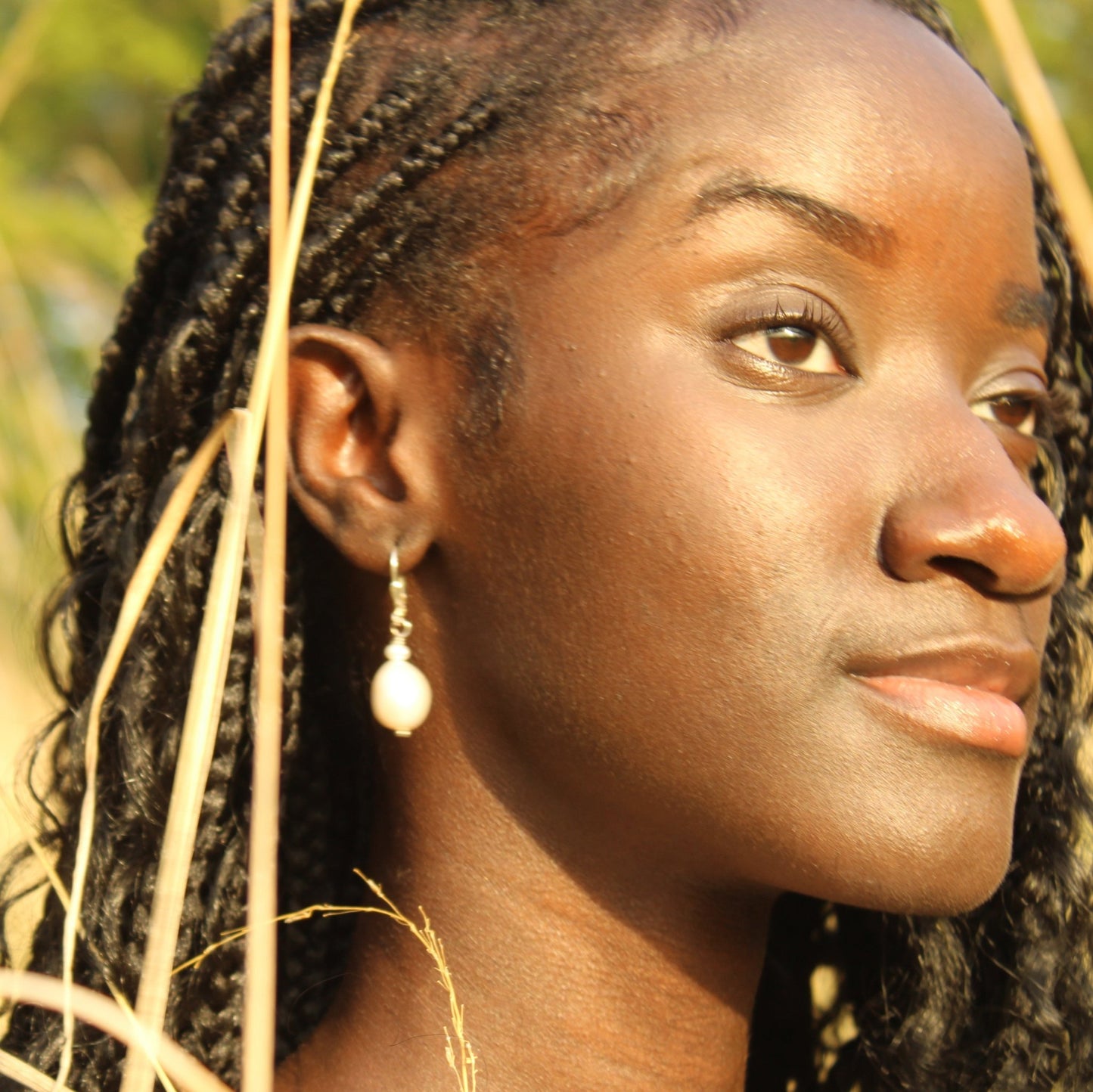 large pearl sterling silver leverback earrings handmade in USA carrie foscato design