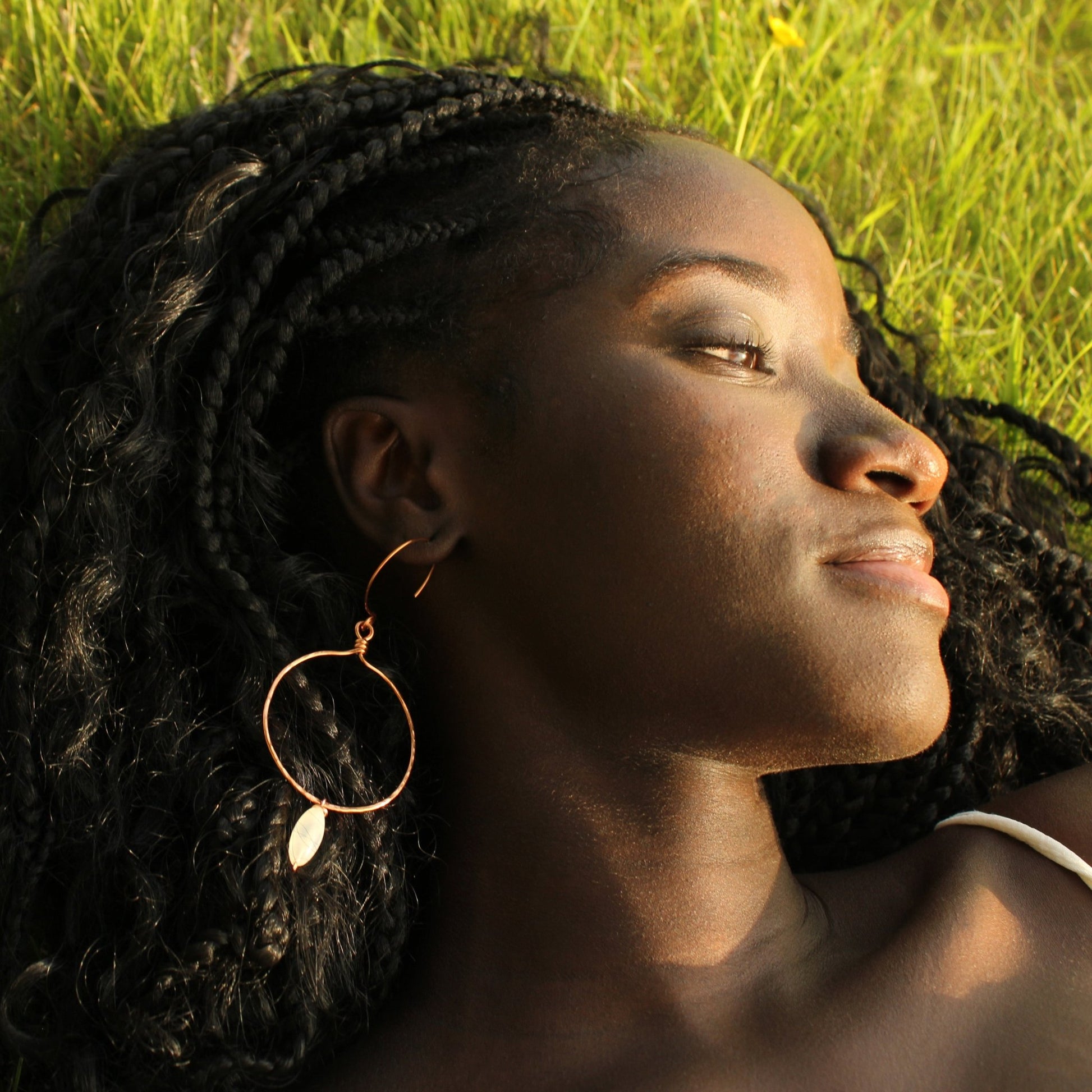 Custom copper hoop earrings with bead of choice handmade in USA carrie foscato design
