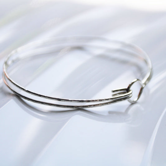 hammered sterling silver bangle bracelet carrie foscato design made in usa