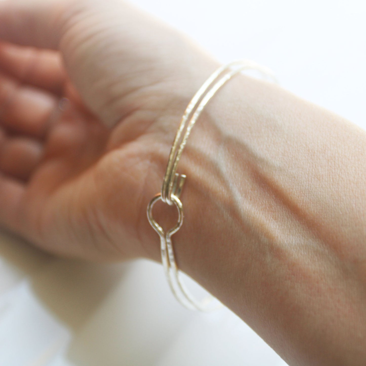 hammered sterling silver bangle bracelet carrie foscato design made in usa