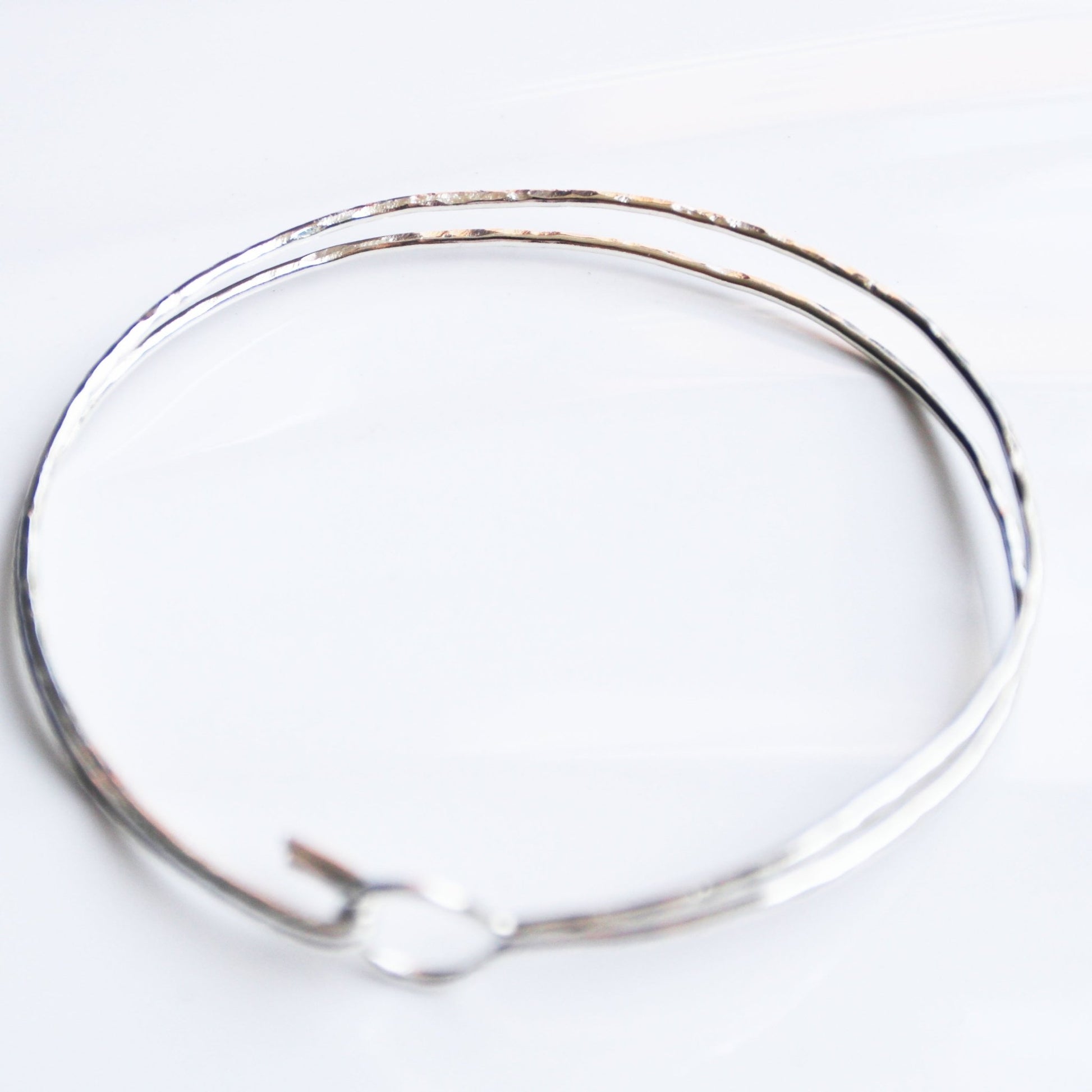 hammered sterling silver bangle bracelet carrie foscato design made in usa