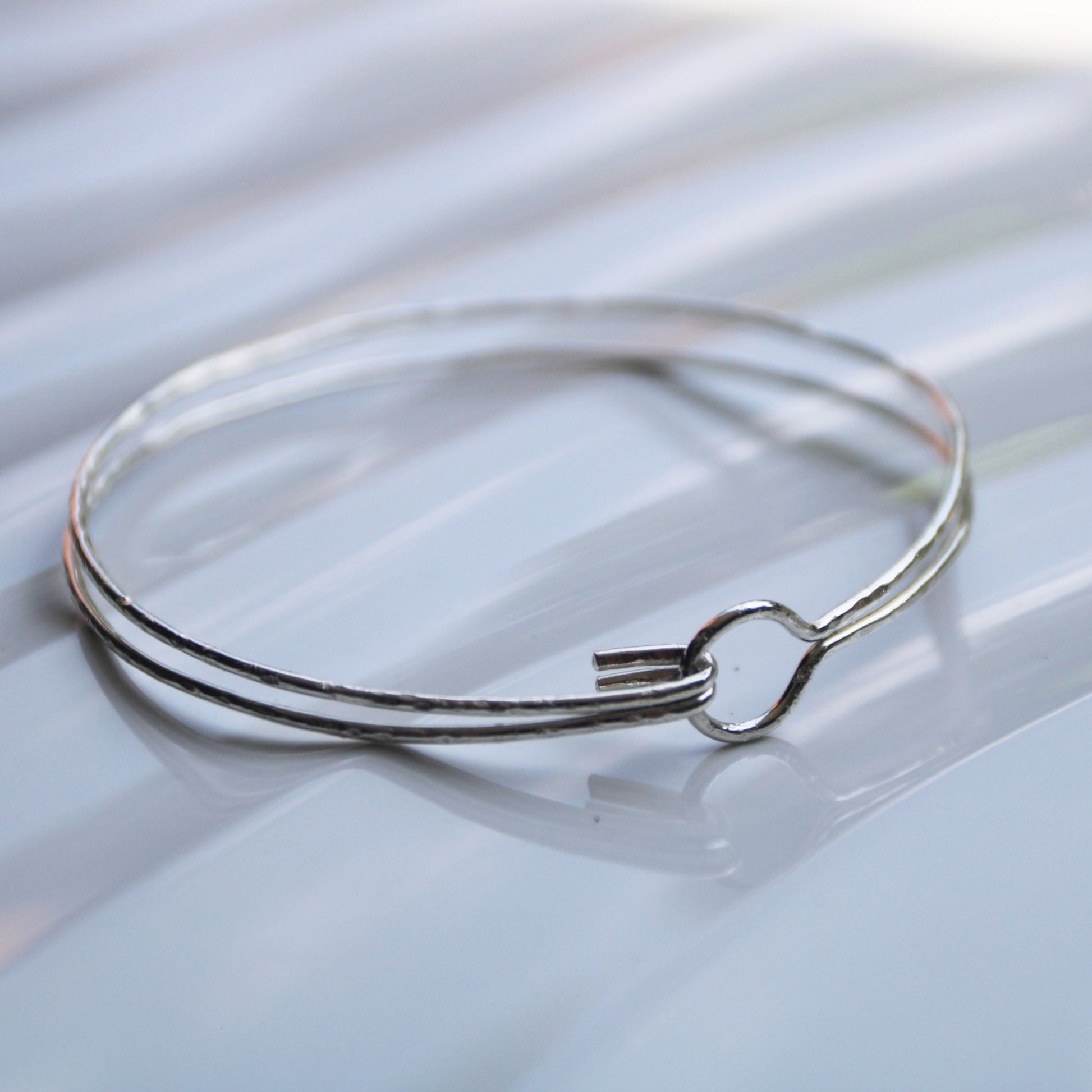 hammered sterling silver bangle bracelet carrie foscato design made in usa