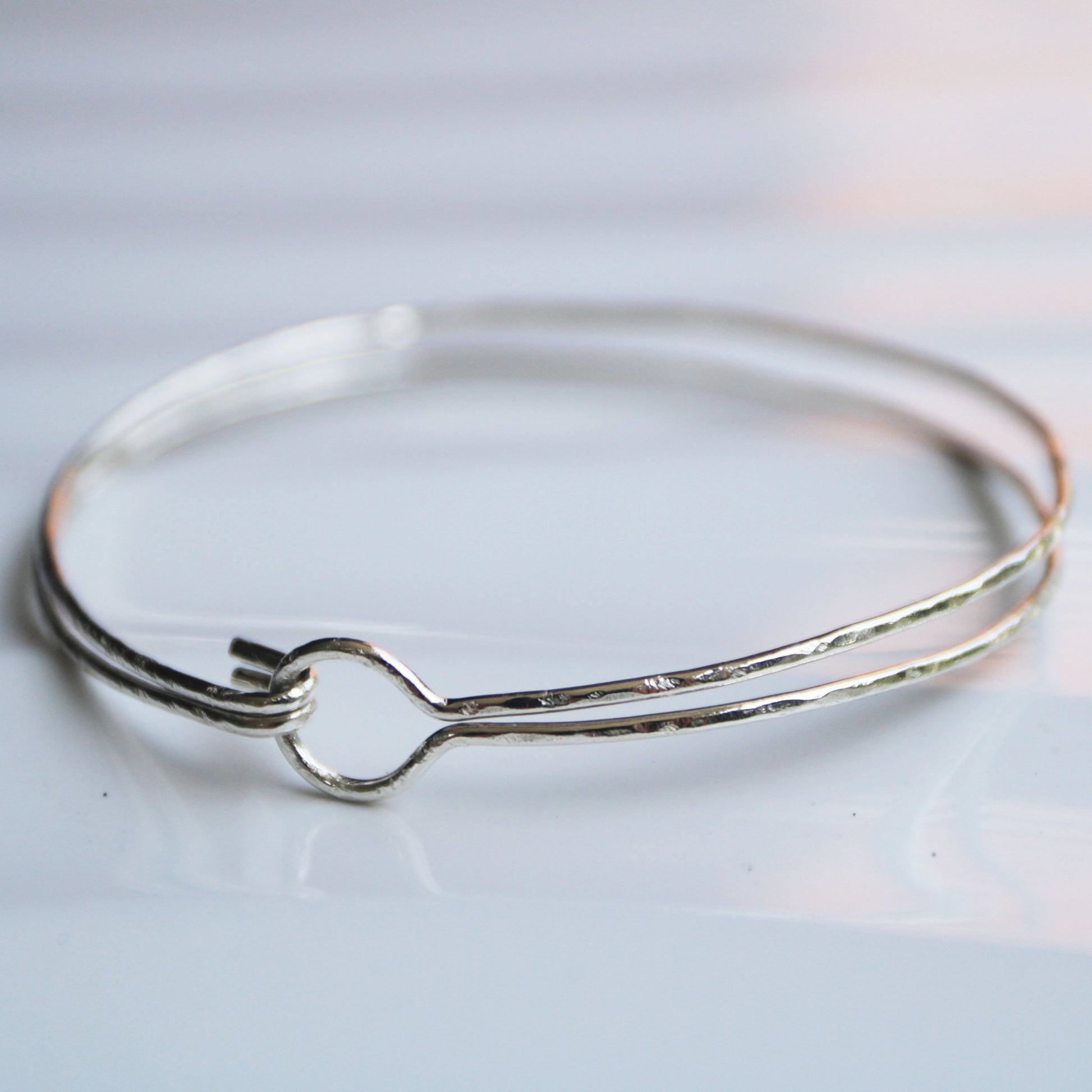 hammered sterling silver bangle bracelet carrie foscato design made in usa