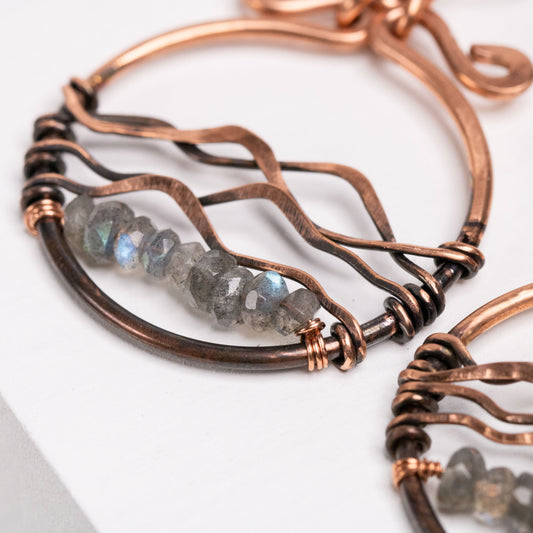 Blueridge Mountain Earrings / Labradorite & Copper