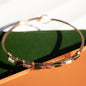 copper bangle bracelet with tourmaline tube beads handmade in USA carrie foscato design