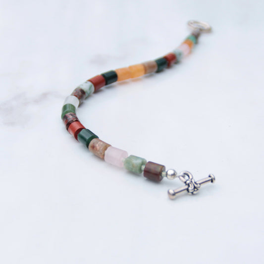 Multi-colored Gemstone Bracelet with Sterling Toggle Clasp