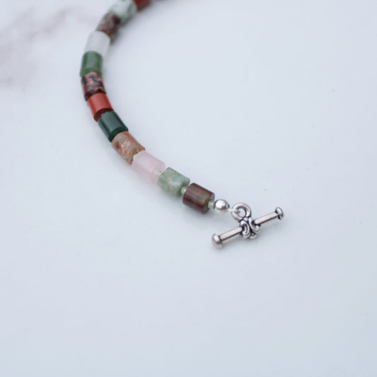 Multi-colored Gemstone Bracelet with Sterling Toggle Clasp
