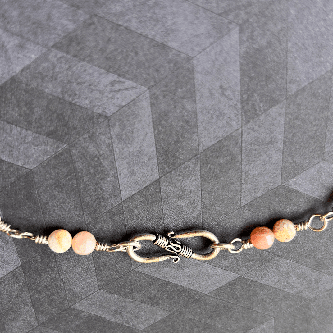 Peruvian Pink Opal Sterling Silver Celtic Design Necklace Handmade in Virginia